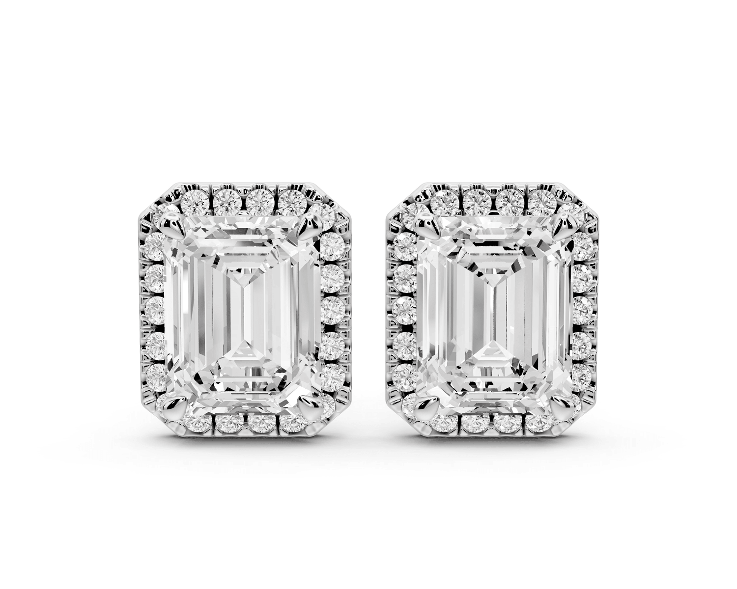 Solis - 5ct 14k white gold Emerald - Cut Diamond Stud Earrings - Mr. Alex Jewelry