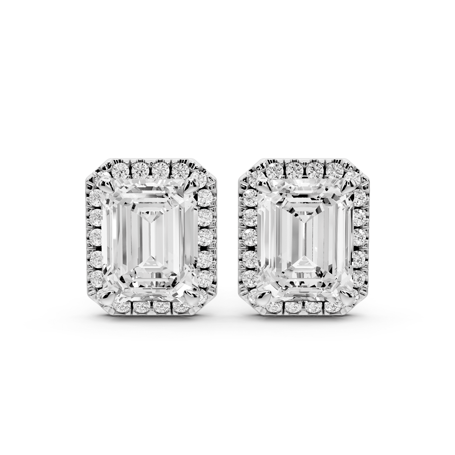 Solis - 5ct 14k white gold Emerald - Cut Diamond Stud Earrings - Mr. Alex Jewelry