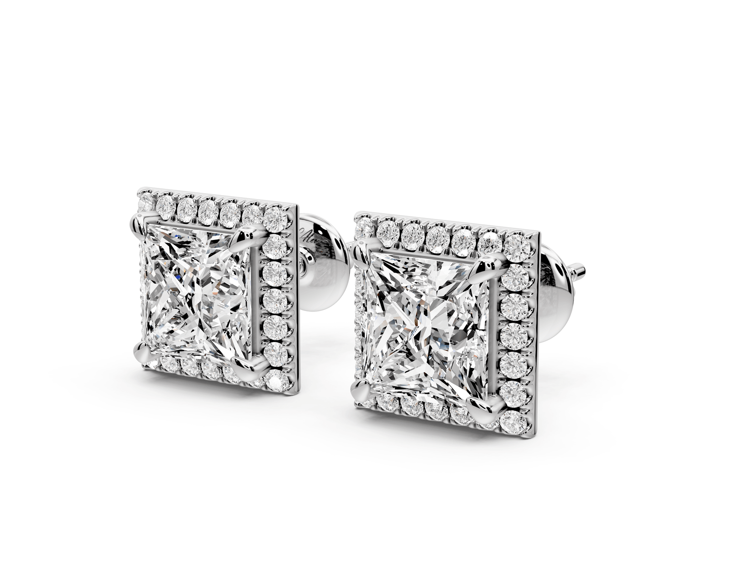 Solis - 5ct 14k white gold Princess - Cut Diamond Stud Earrings - Mr. Alex Jewelry