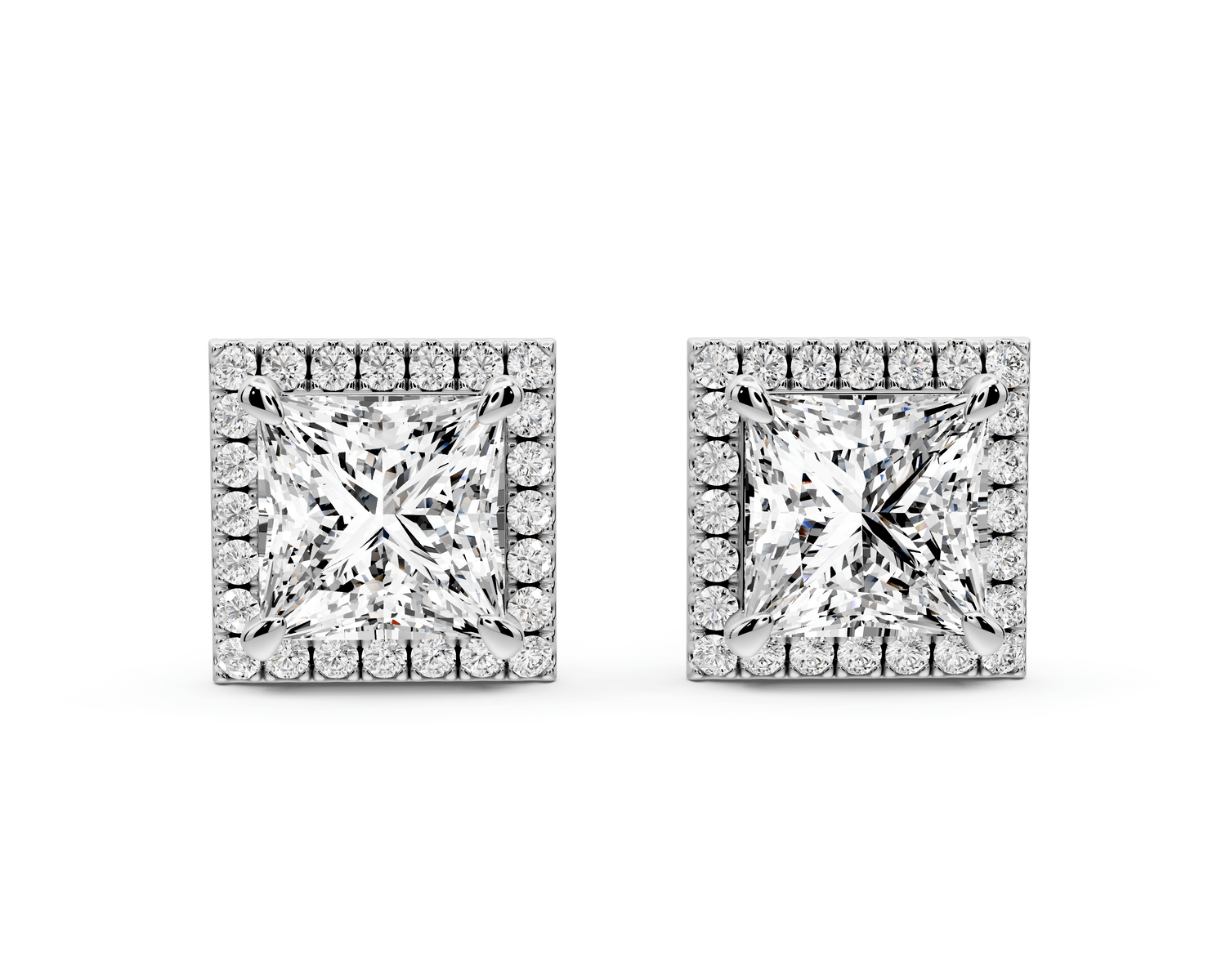 Solis - 5ct 14k white gold Princess - Cut Diamond Stud Earrings - Mr. Alex Jewelry