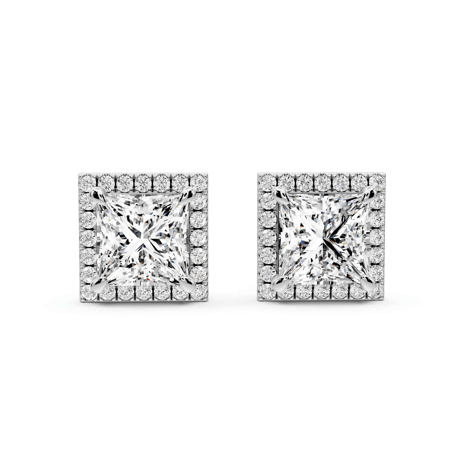 Solis - 5ct 14k white gold Princess - Cut Diamond Stud Earrings - Mr. Alex Jewelry