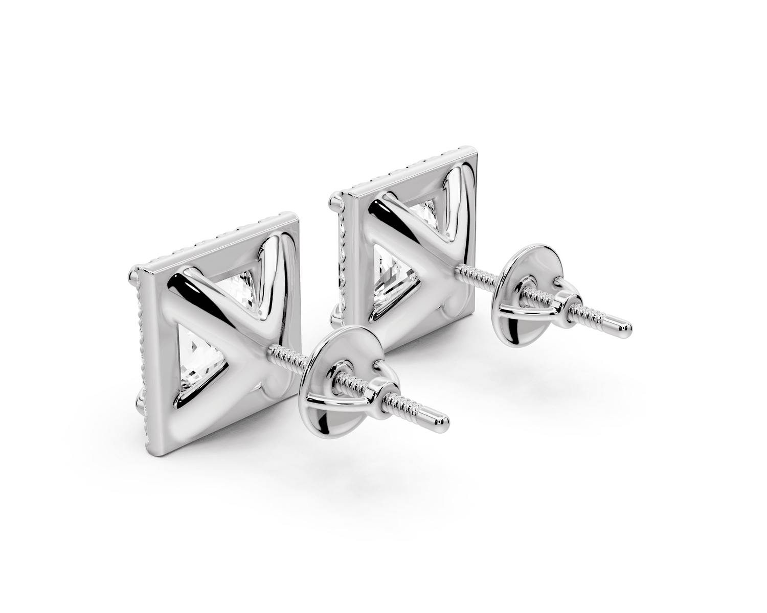 Solis - 5ct 14k white gold Princess - Cut Diamond Stud Earrings - Mr. Alex Jewelry