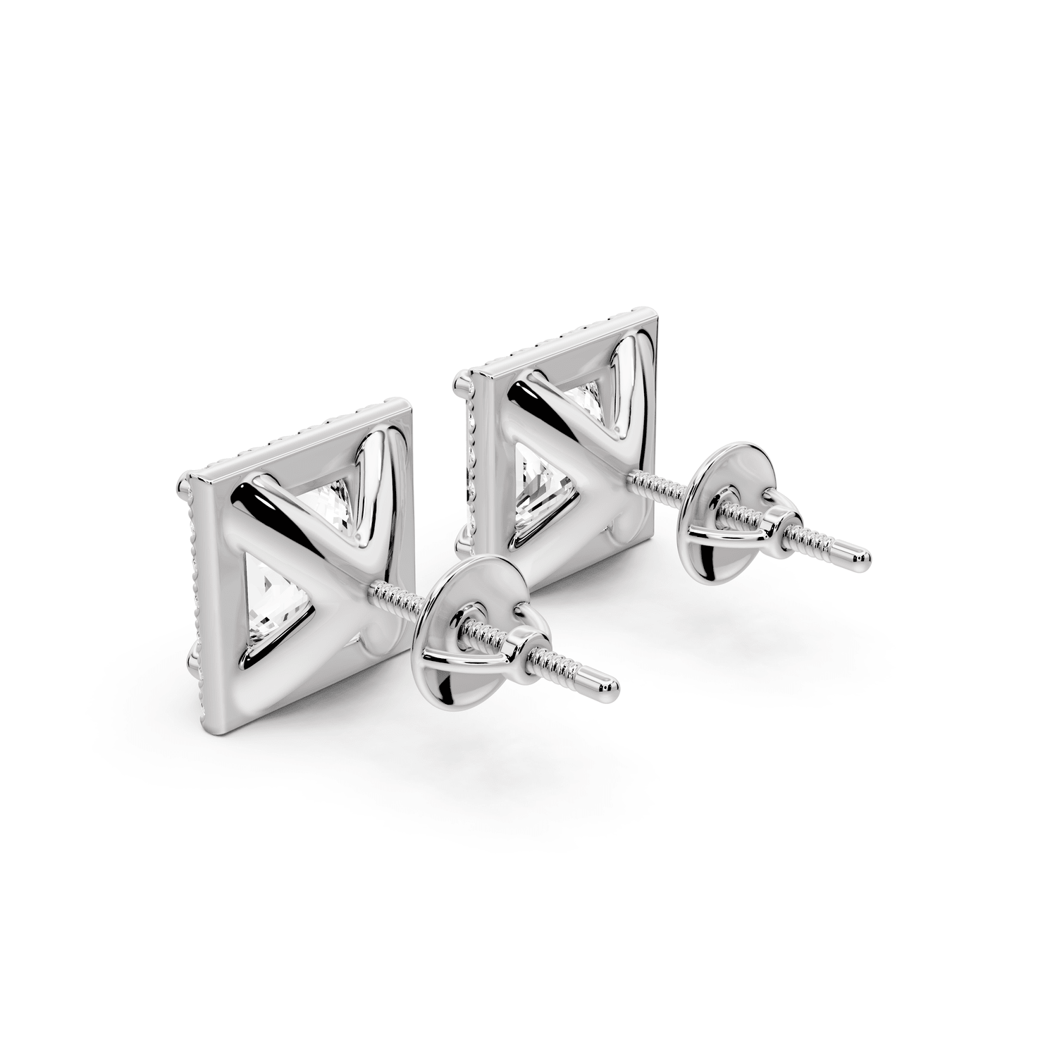 Solis - 5ct 14k white gold Princess - Cut Diamond Stud Earrings - Mr. Alex Jewelry