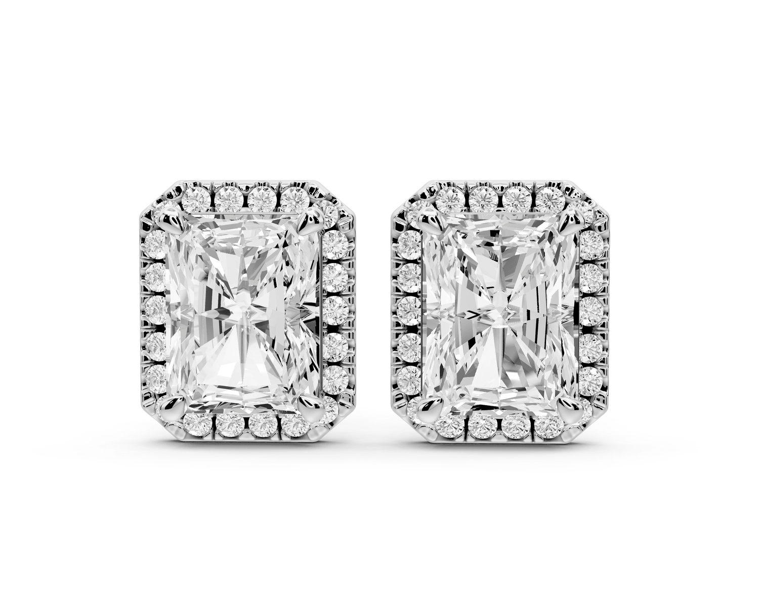 Solis - 5ct 14k white gold Radiant - Cut Diamond Stud Earrings - Mr. Alex Jewelry