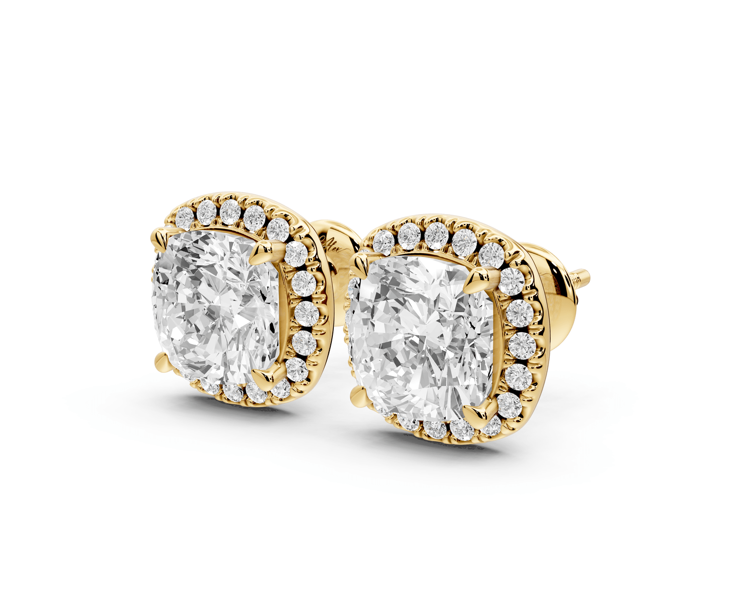 Solis - 5ct 14k yellow gold Cushion - Cut Diamond Stud Earrings - Mr. Alex Jewelry