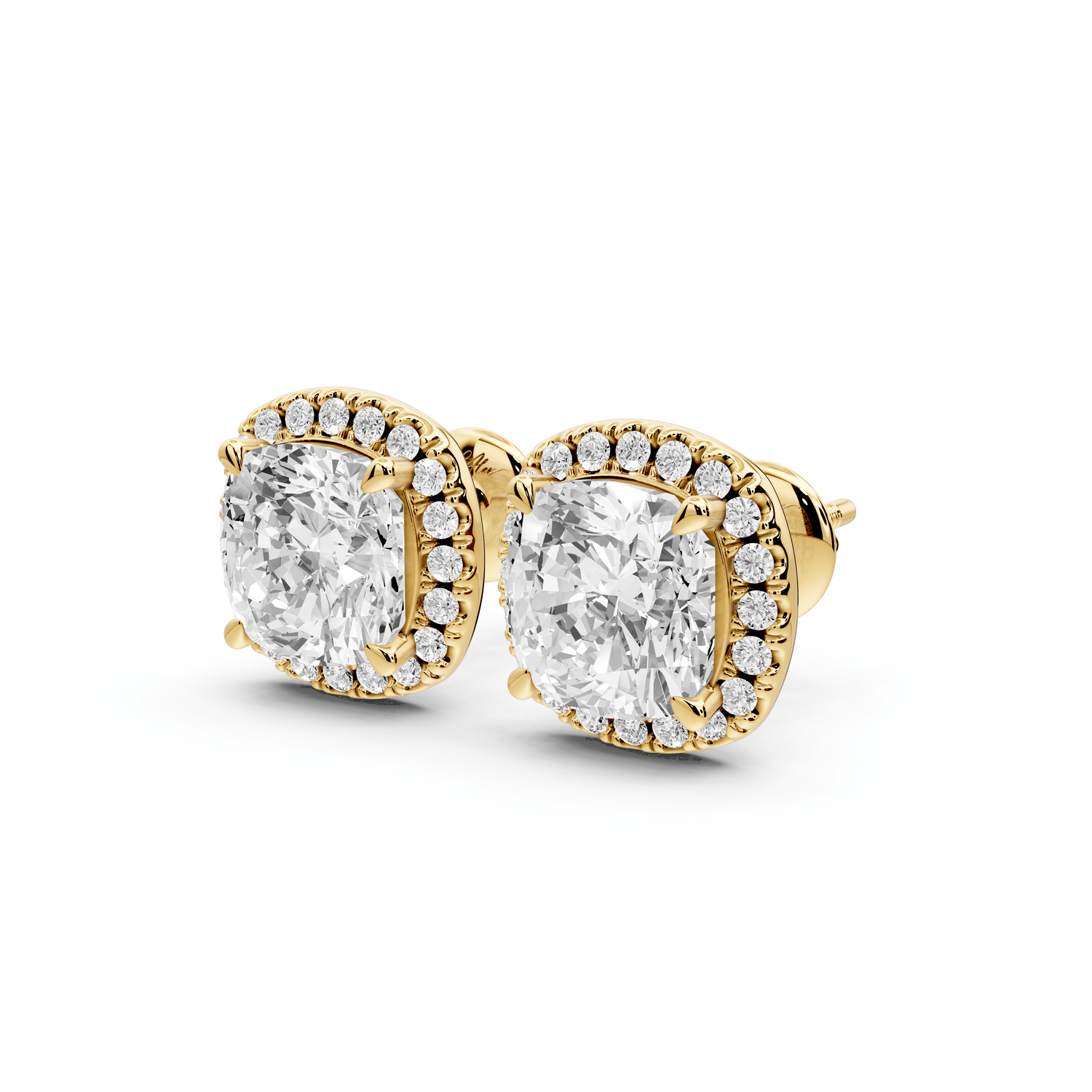Solis - 5ct 14k yellow gold Cushion - Cut Diamond Stud Earrings - Mr. Alex Jewelry