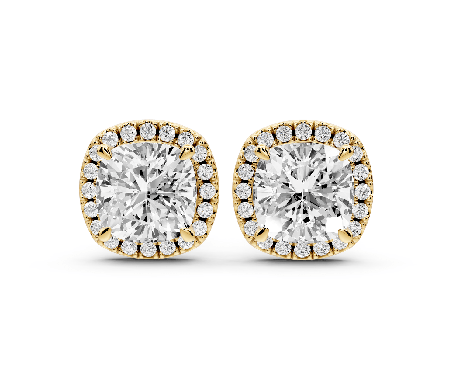 Solis - 5ct 14k yellow gold Cushion - Cut Diamond Stud Earrings - Mr. Alex Jewelry