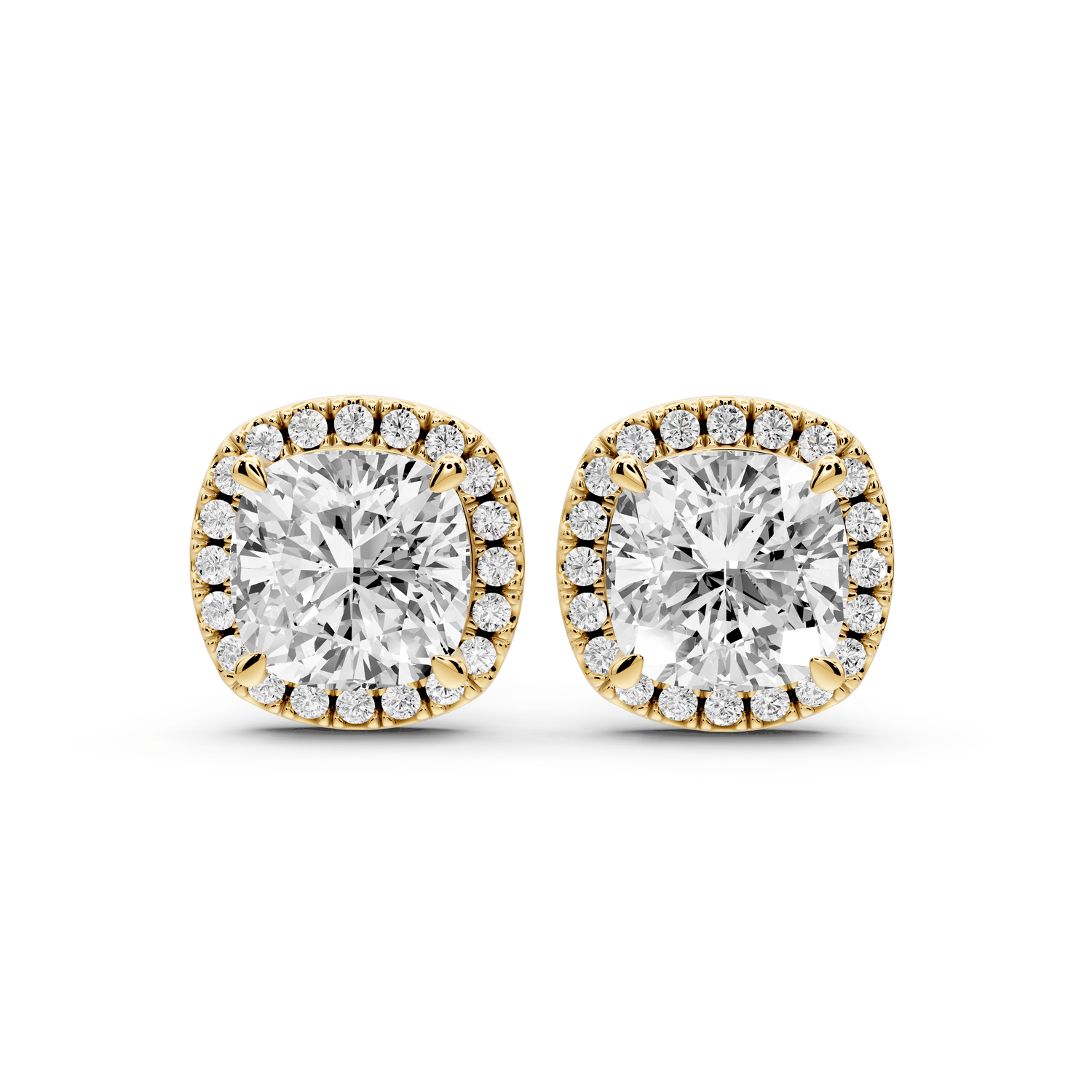 Solis - 5ct 14k yellow gold Cushion - Cut Diamond Stud Earrings - Mr. Alex Jewelry