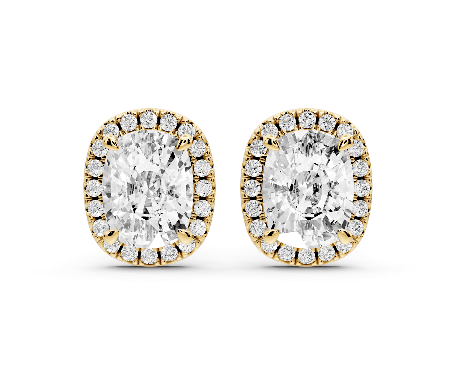 Solis - 5ct 14k yellow gold Elgcushion - Cut Diamond Stud Earrings - Mr. Alex Jewelry