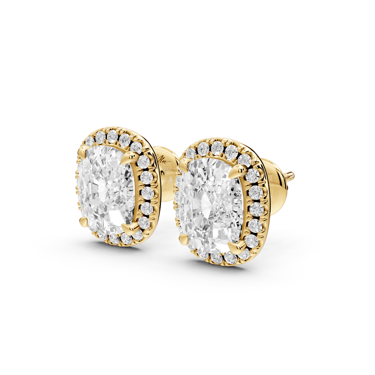 Solis - 5ct 14k yellow gold Elgcushion - Cut Diamond Stud Earrings - Mr. Alex Jewelry