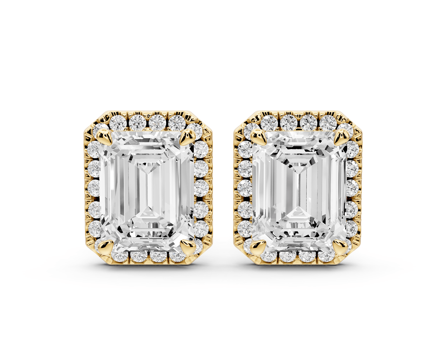 Solis - 5ct 14k yellow gold Emerald - Cut Diamond Stud Earrings - Mr. Alex Jewelry