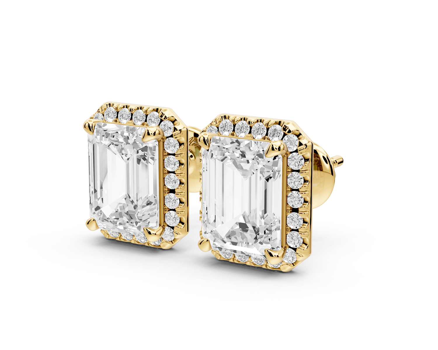 Solis - 5ct 14k yellow gold Emerald - Cut Diamond Stud Earrings - Mr. Alex Jewelry