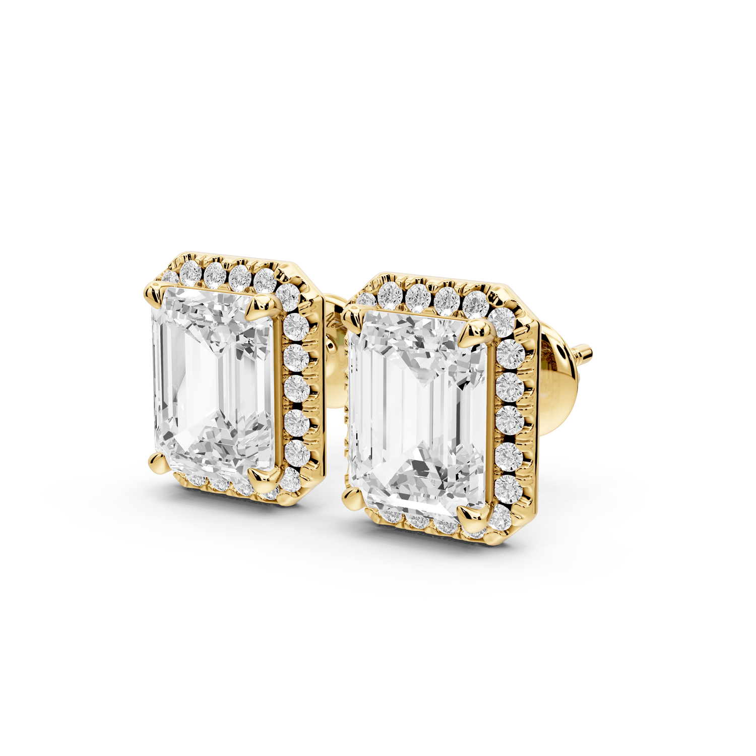 Solis - 5ct 14k yellow gold Emerald - Cut Diamond Stud Earrings - Mr. Alex Jewelry
