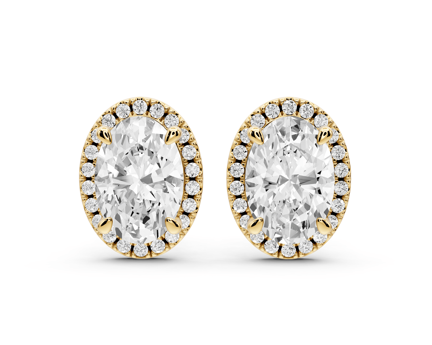 Solis - 5ct 14k yellow gold Oval - Cut Diamond Stud Earrings - Mr. Alex Jewelry