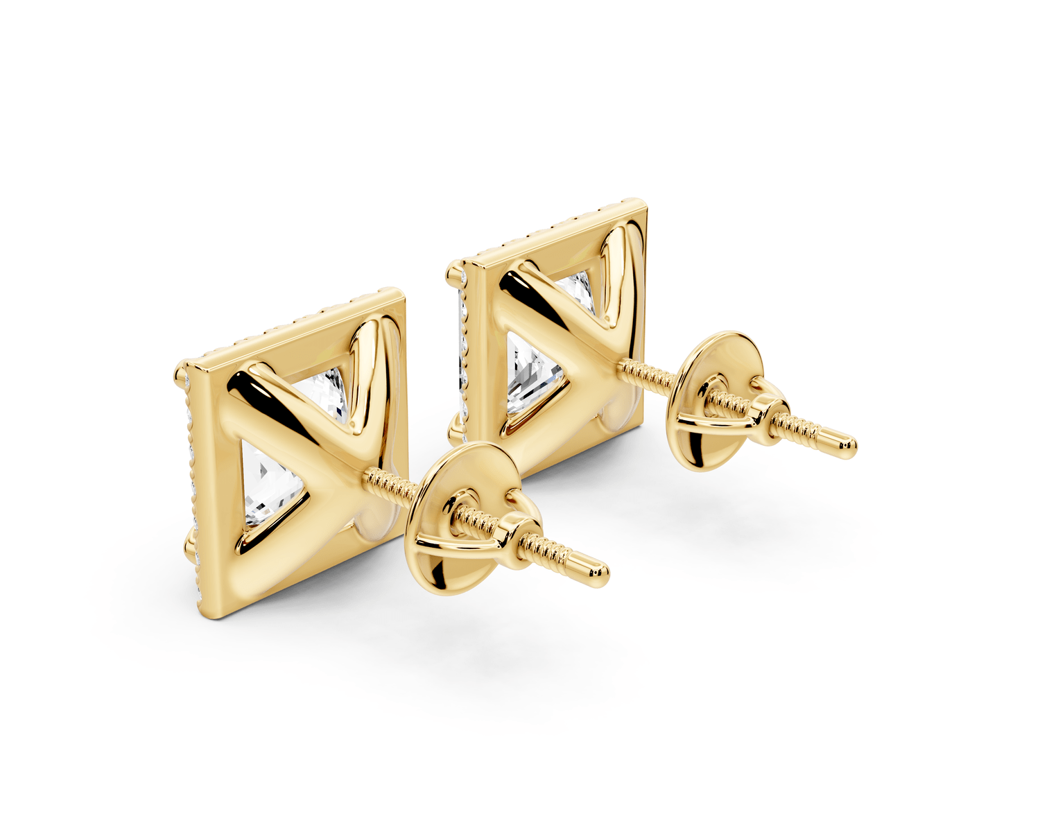 Solis - 5ct 14k yellow gold Princess - Cut Diamond Stud Earrings - Mr. Alex Jewelry