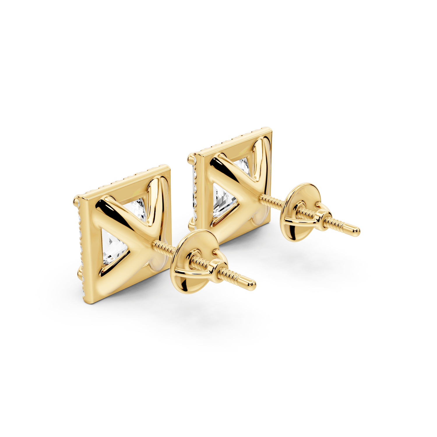 Solis - 5ct 14k yellow gold Princess - Cut Diamond Stud Earrings - Mr. Alex Jewelry