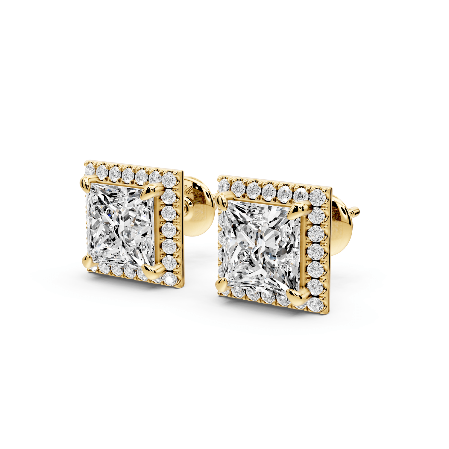 Solis - 5ct 14k yellow gold Princess - Cut Diamond Stud Earrings - Mr. Alex Jewelry