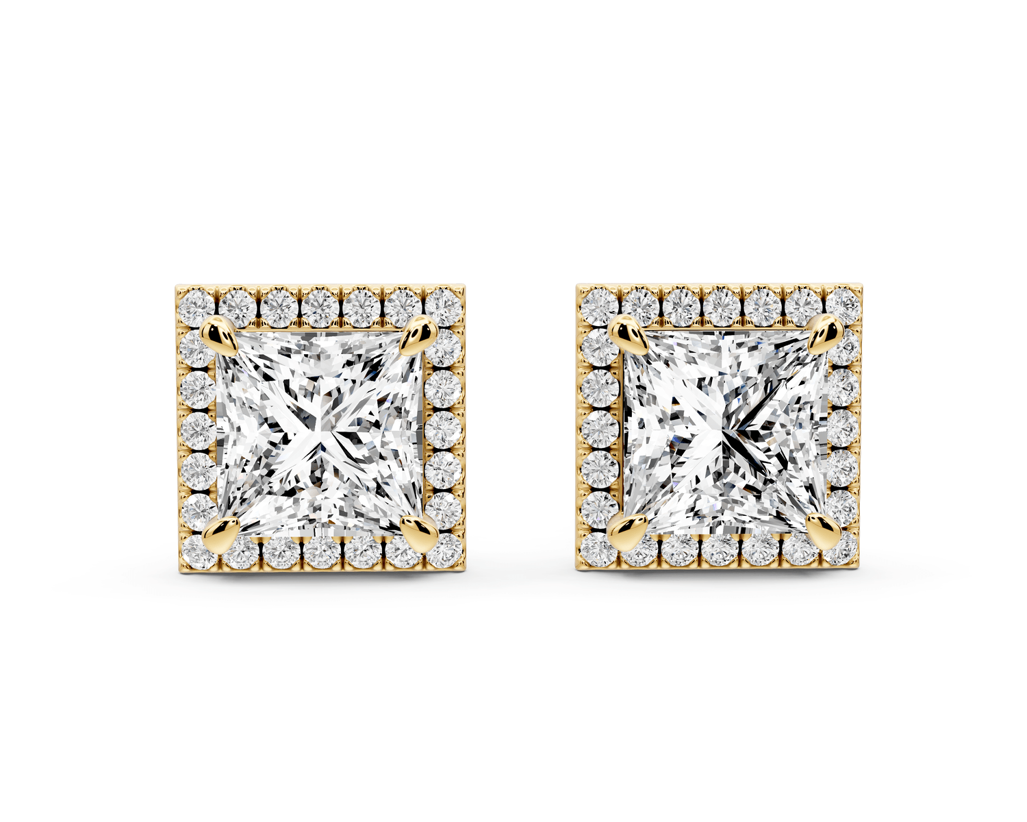 Solis - 5ct 14k yellow gold Princess - Cut Diamond Stud Earrings - Mr. Alex Jewelry