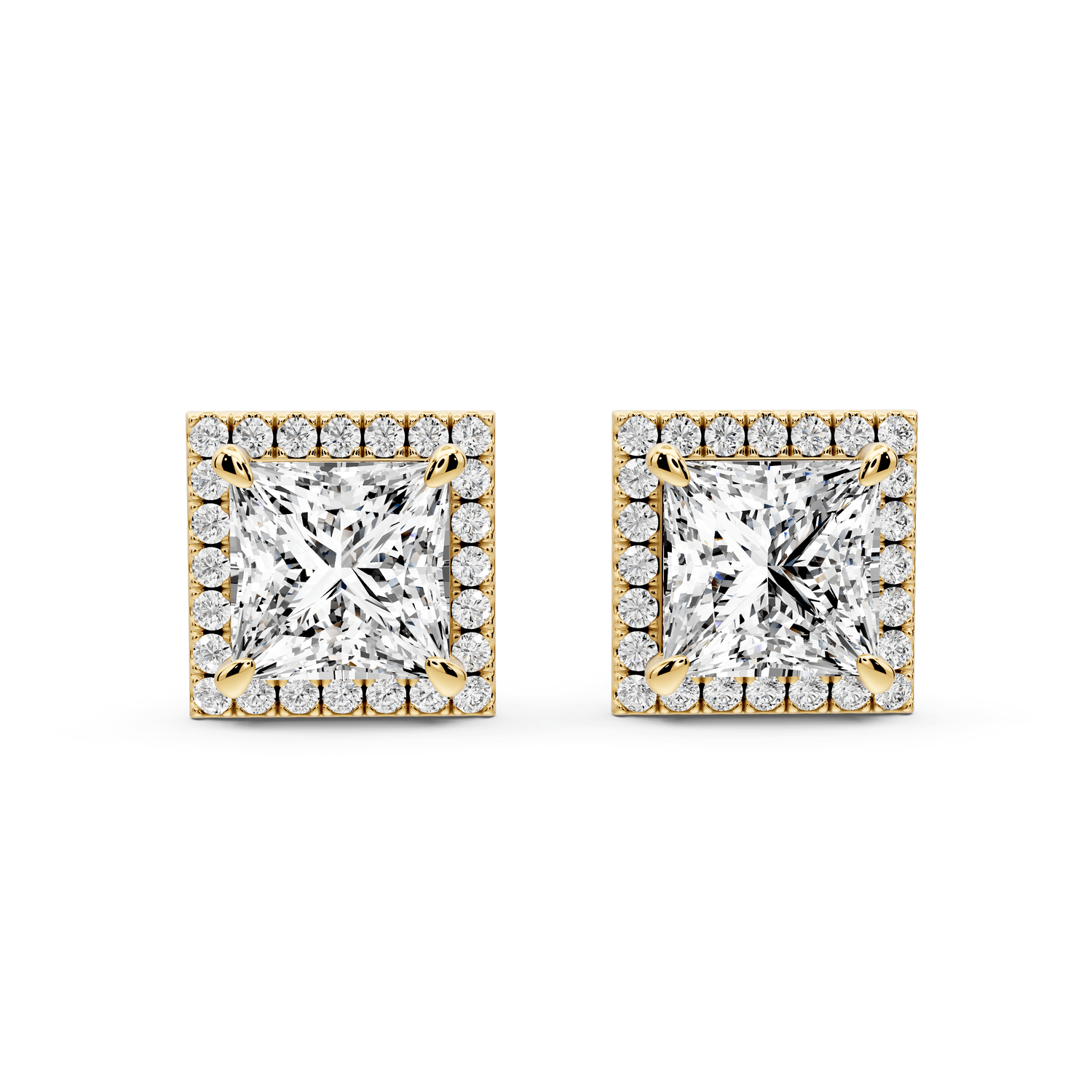 Solis - 5ct 14k yellow gold Princess - Cut Diamond Stud Earrings - Mr. Alex Jewelry