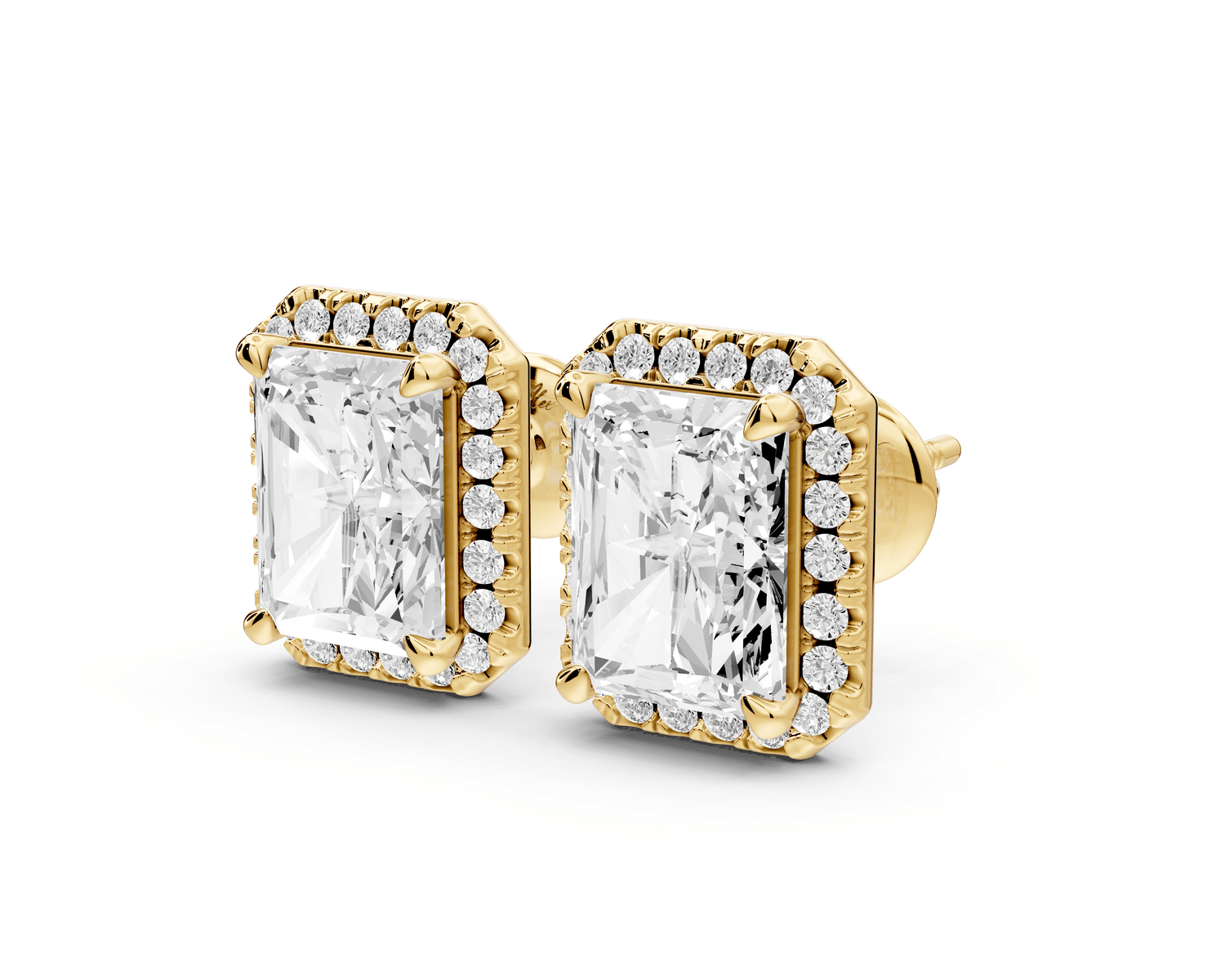 Solis - 5ct 14k yellow gold Radiant - Cut Diamond Stud Earrings - Mr. Alex Jewelry