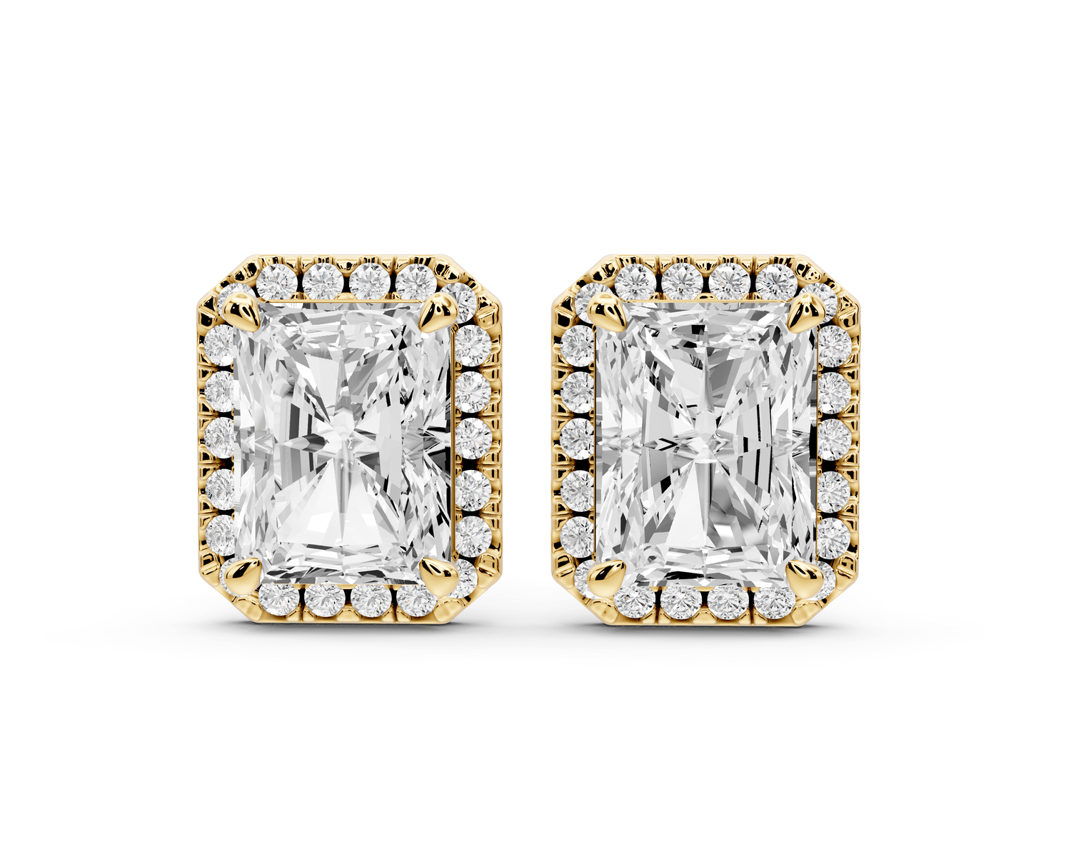 Solis - 5ct 14k yellow gold Radiant - Cut Diamond Stud Earrings - Mr. Alex Jewelry
