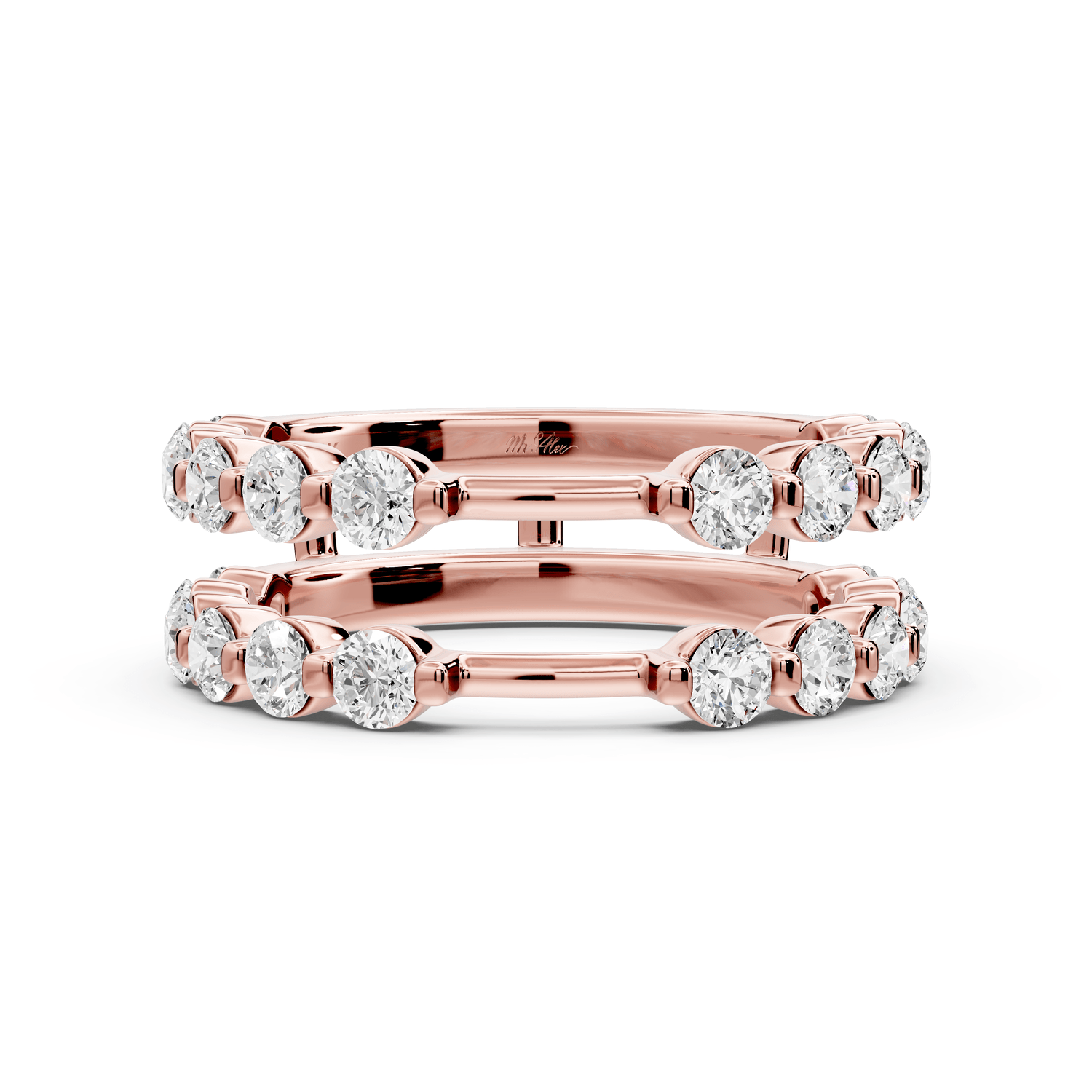 Soloria - 1.41ct 18k rose gold Double-Row Diamond Eternity Band Ring - Mr. Alex Jewelry