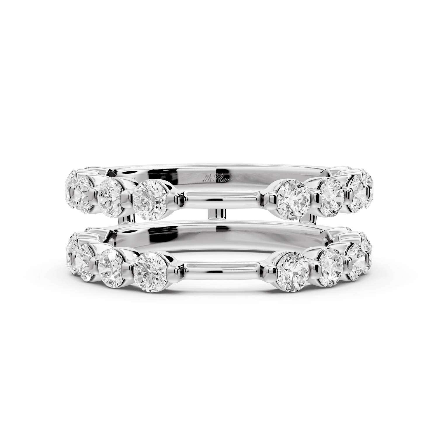 Soloria - 1.41ct 18k white gold Double-Row Diamond Eternity Band Ring - Mr. Alex Jewelry