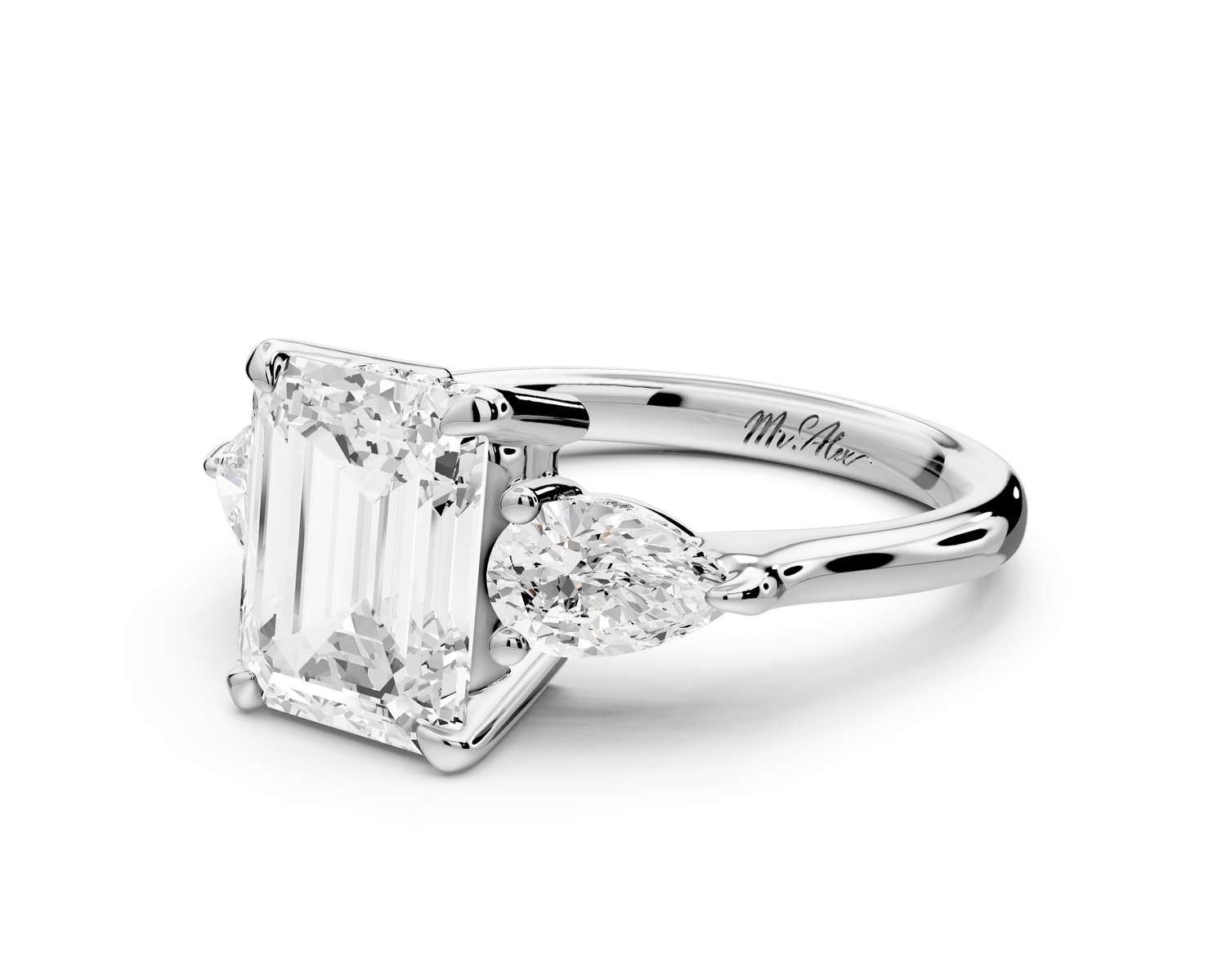 Stella - 2ct emerald Engagement Ring 18k white gold - Mr. Alex Jewelry