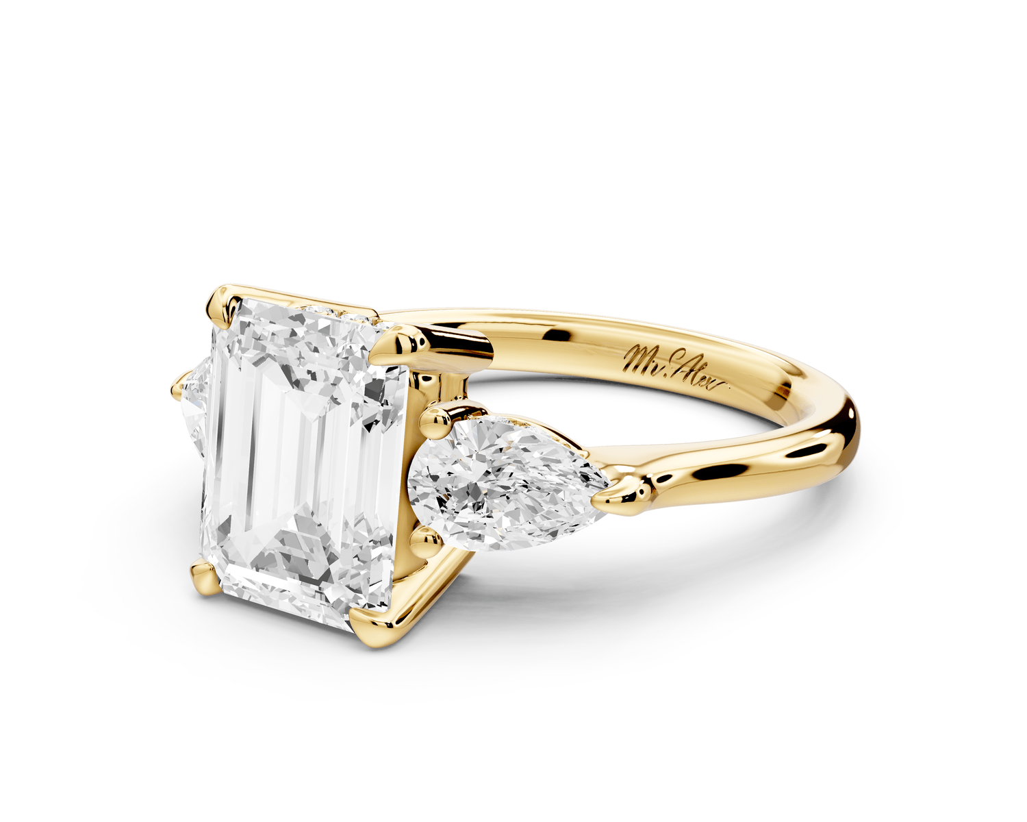 Stella - 2ct emerald Engagement Ring 18k yellow gold - Mr. Alex Jewelry