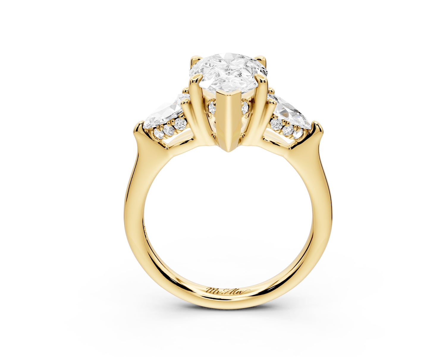 Stella - 2ct pear Engagement Ring 18k yellow gold - Mr. Alex Jewelry