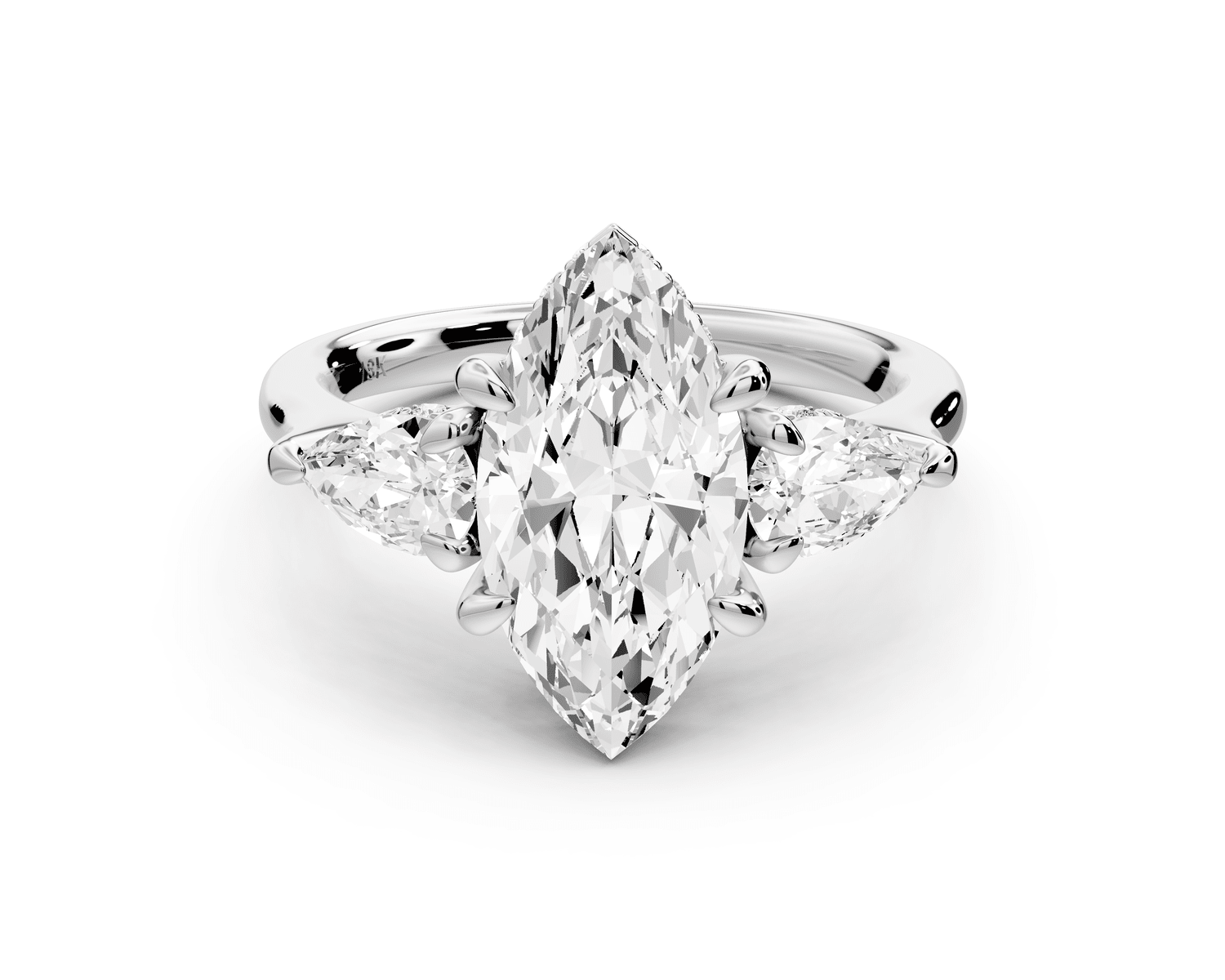 Stella - 2ct platinum Three Stone marquise with pears Hidden Halo Engagement Ring - Mr. Alex Jewelry