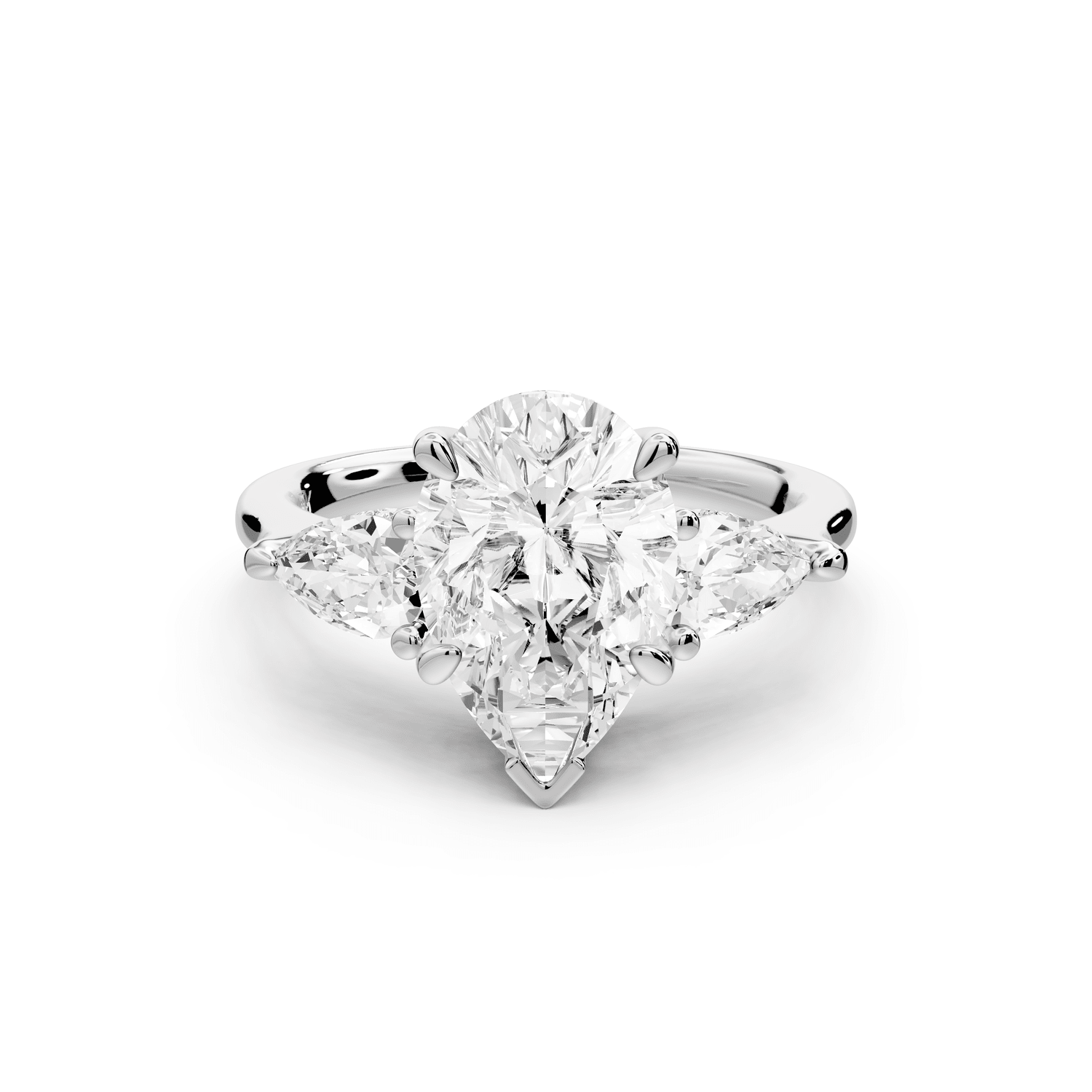 Stella - 2ct platinum Three Stone pear with pears Hidden Halo Engagement Ring - Mr. Alex Jewelry