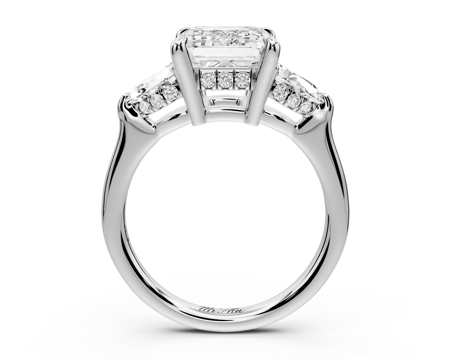 Stella - 3ct emerald Engagement Ring 18k white gold - Mr. Alex Jewelry