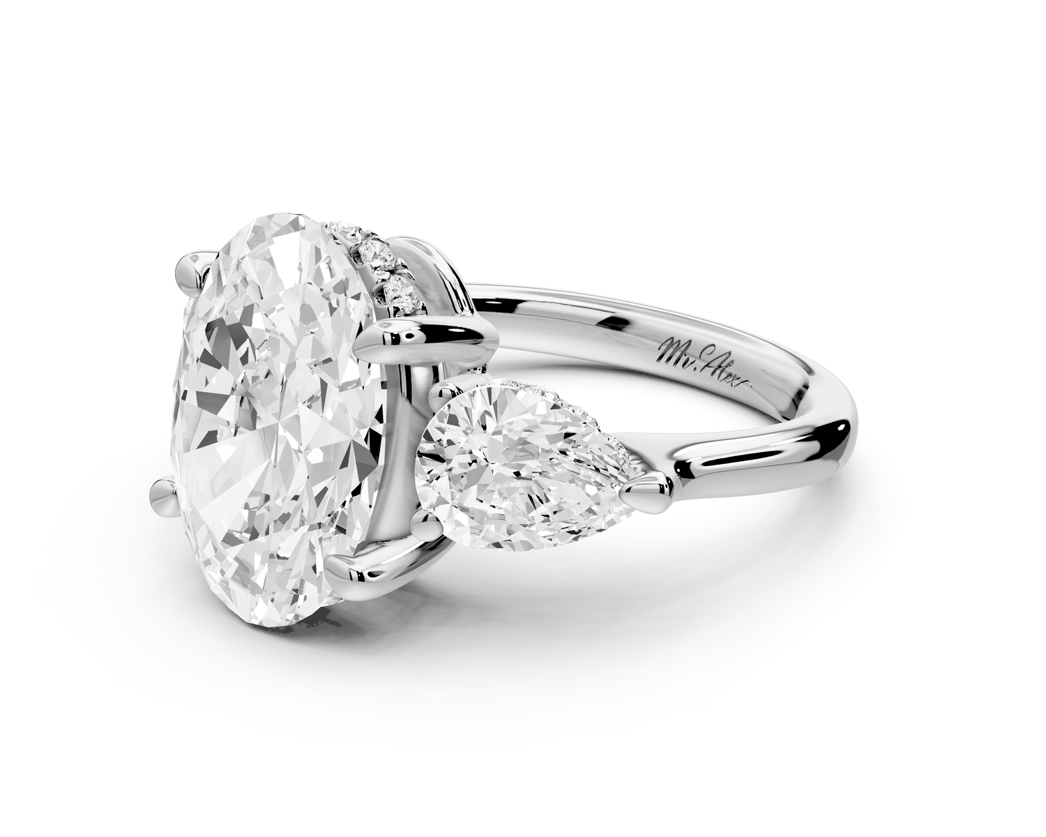 Stella - 3ct oval Engagement Ring 18k white gold - Mr. Alex Jewelry