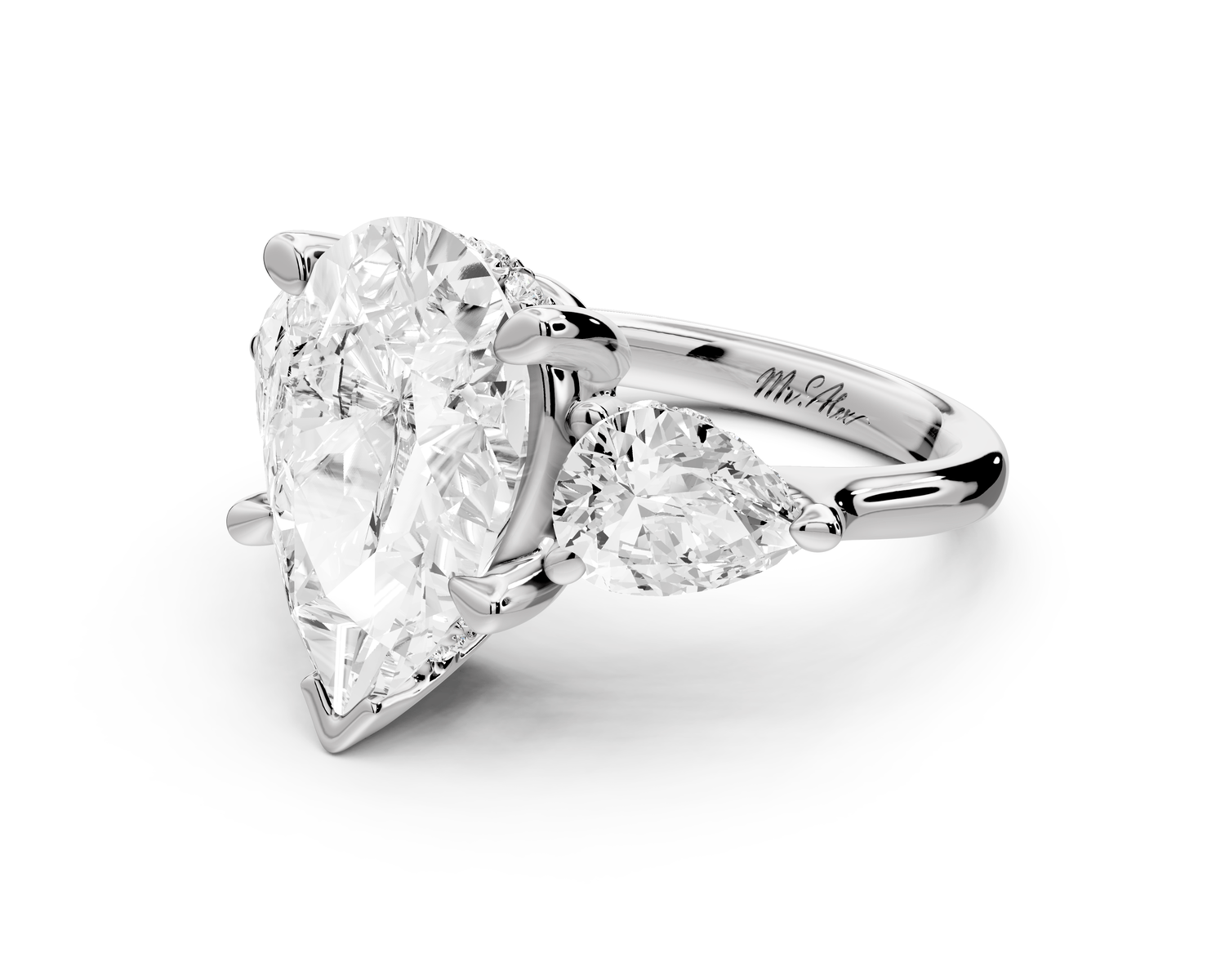 Stella - 3ct pear Engagement Ring 18k white gold - Mr. Alex Jewelry