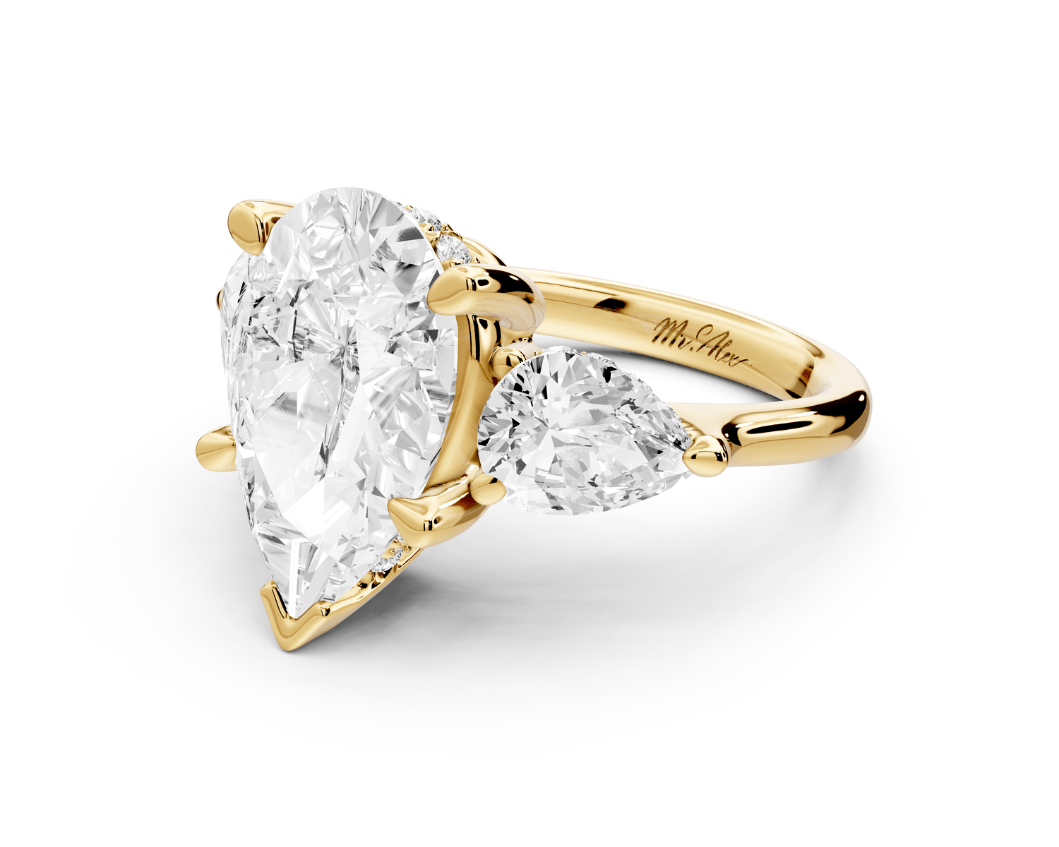 Stella - 3ct pear Engagement Ring 18k yellow gold - Mr. Alex Jewelry