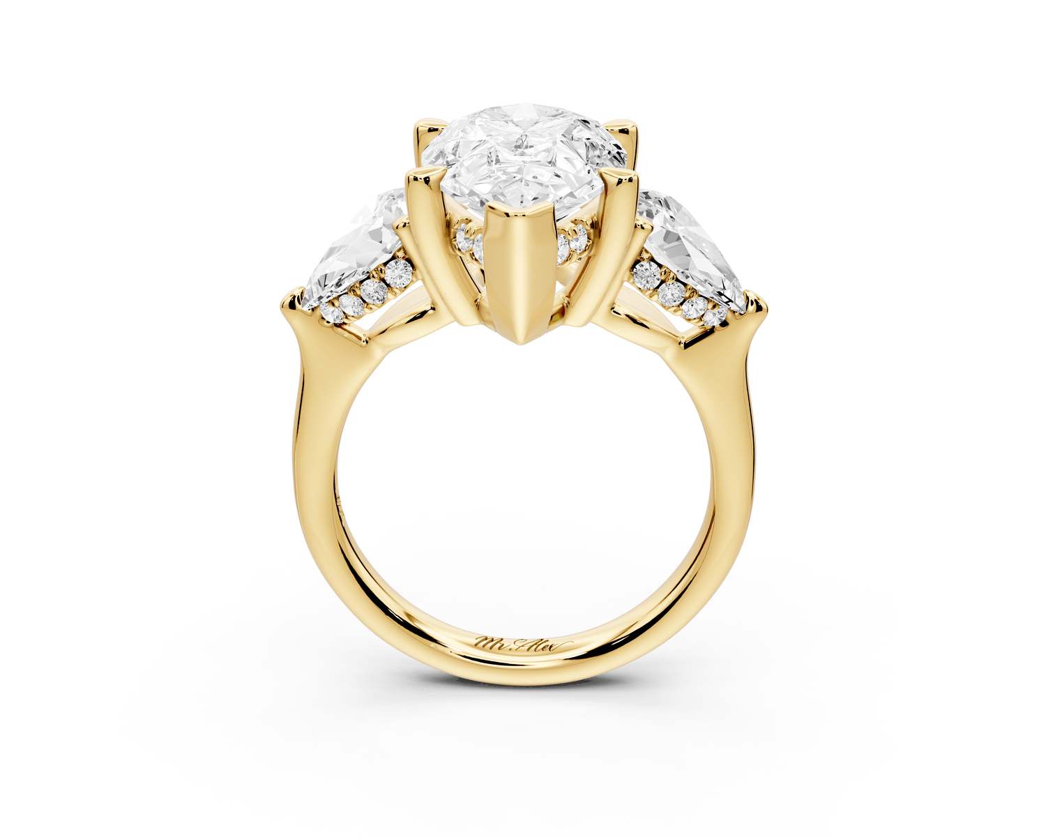 Stella - 3ct pear Engagement Ring 18k yellow gold - Mr. Alex Jewelry