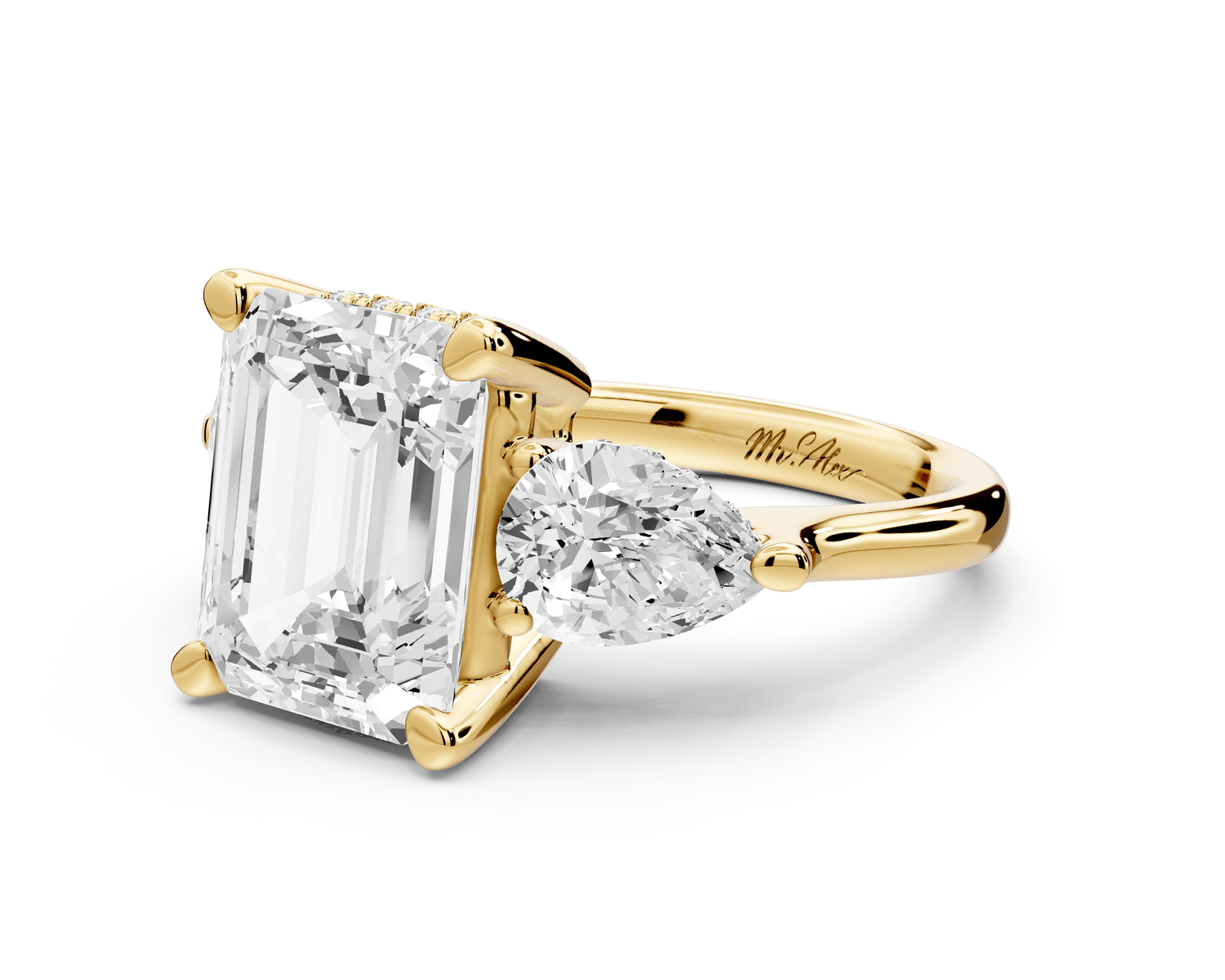 Stella - 4ct emerald Engagement Ring 18k yellow gold - Mr. Alex Jewelry