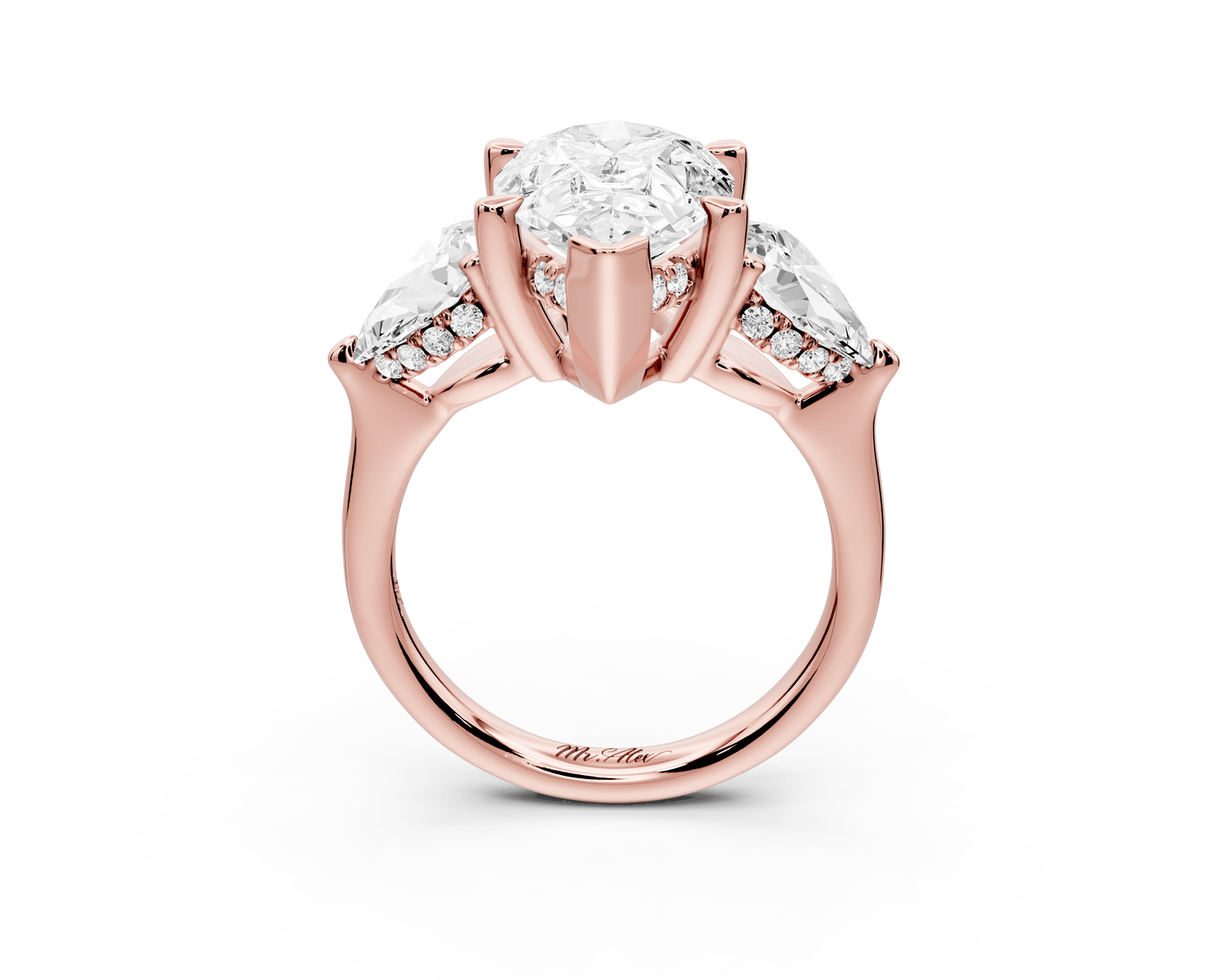 Stella - 4ct pear Engagement Ring 18k rose gold - Mr. Alex Jewelry