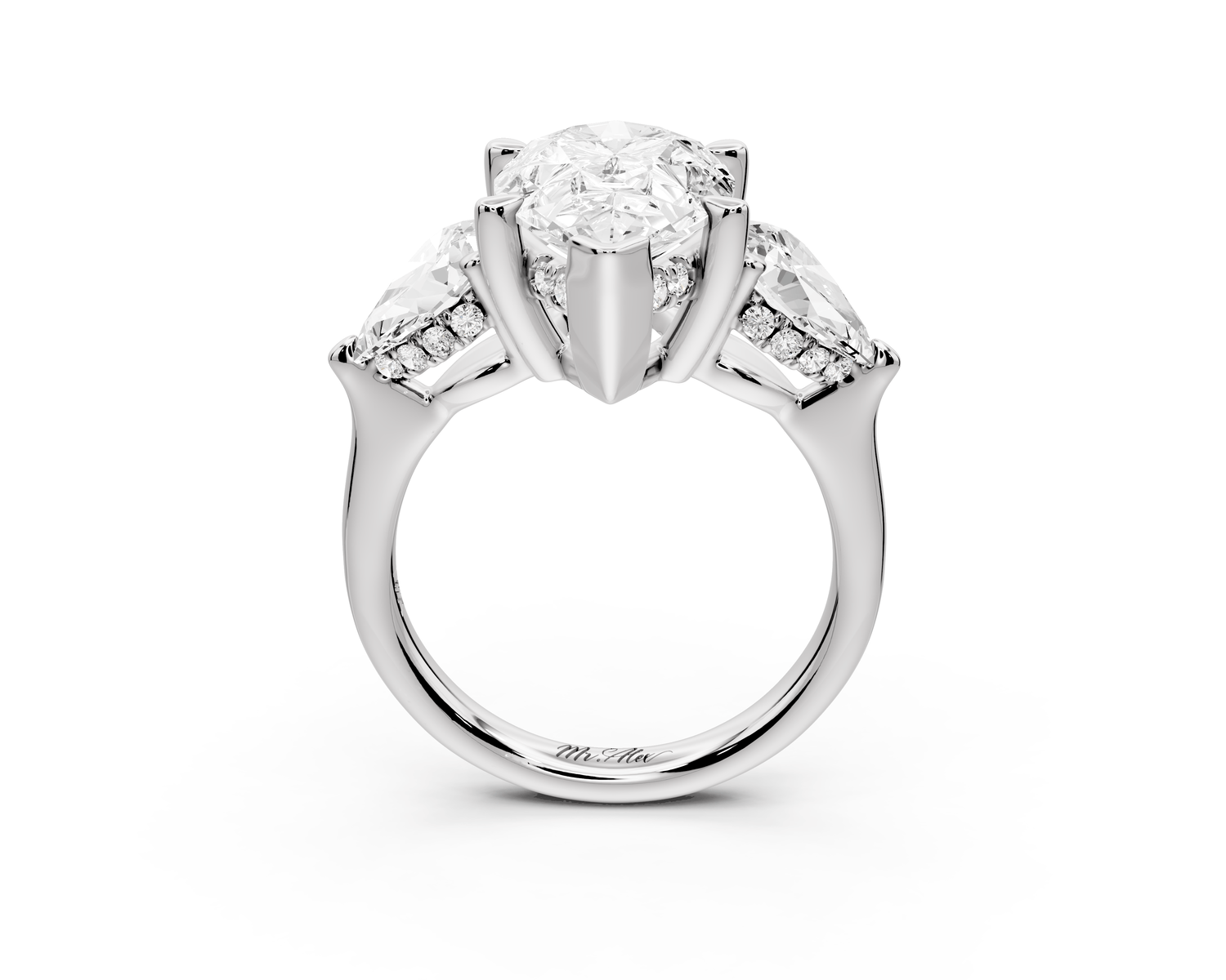 Stella - 4ct pear Engagement Ring 18k white gold - Mr. Alex Jewelry