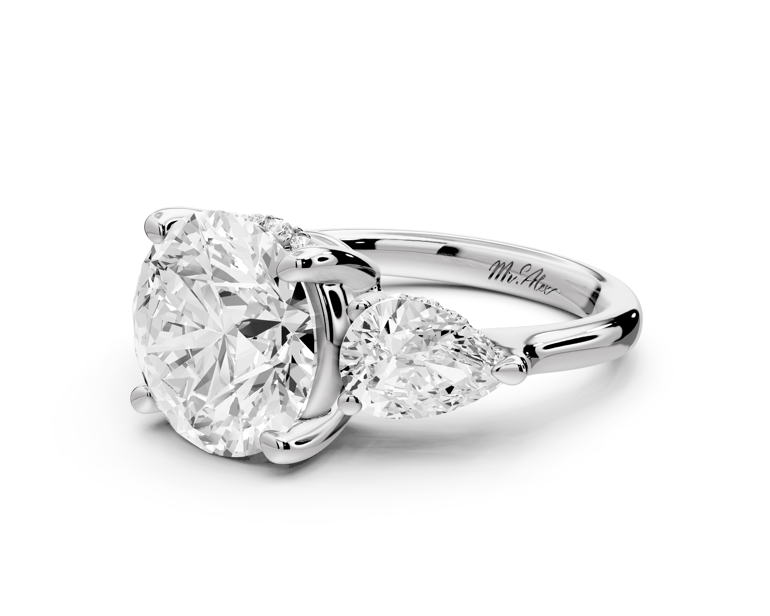 Stella - 4ct round Engagement Ring 18k white gold - Mr. Alex Jewelry
