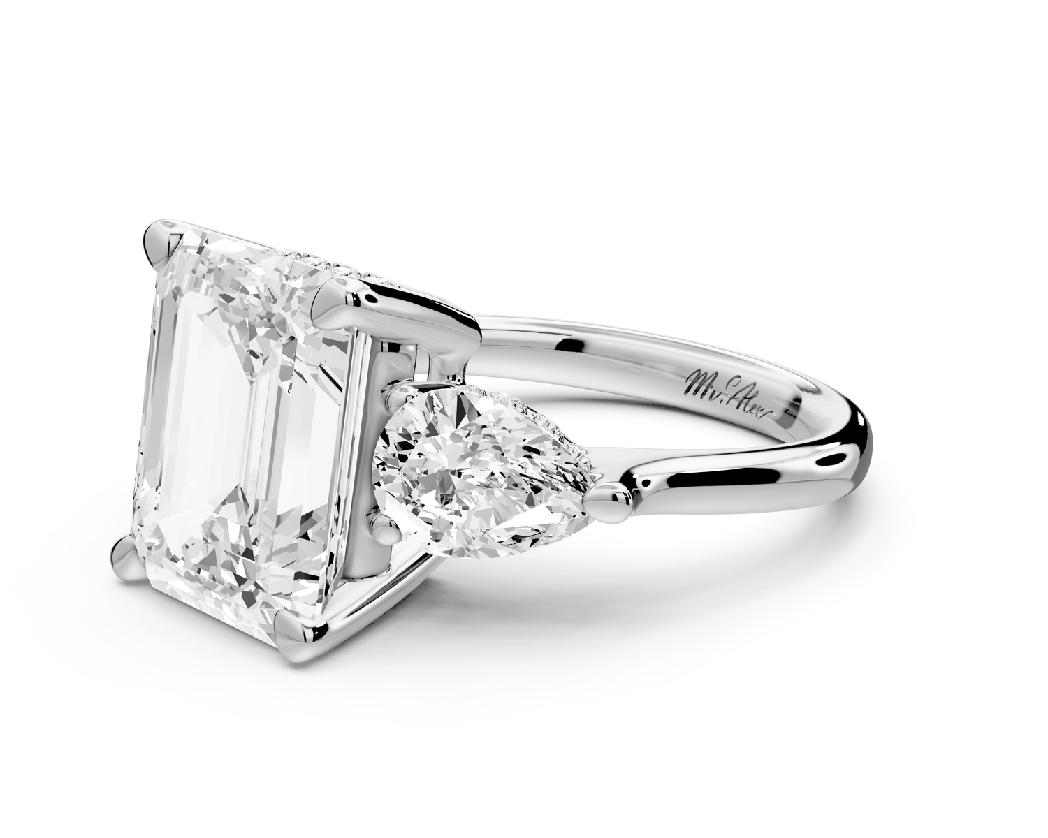 Stella - 5ct emerald Engagement Ring 18k white gold - Mr. Alex Jewelry