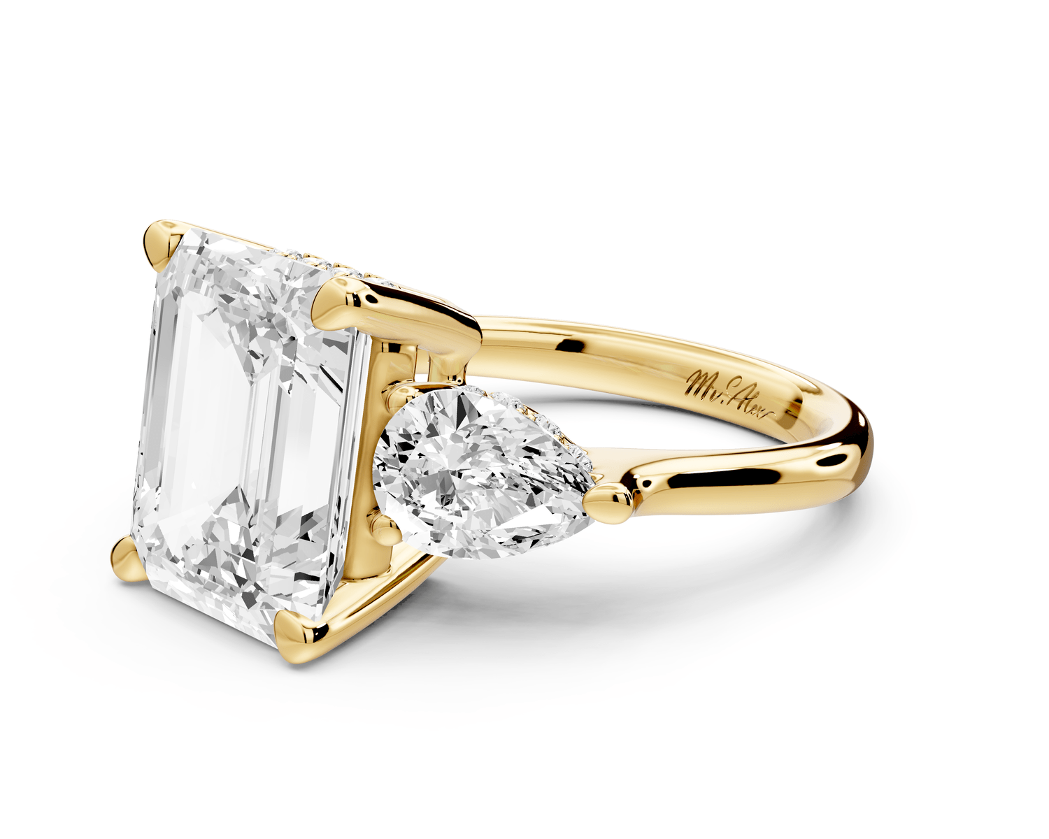 Stella - 5ct emerald Engagement Ring 18k yellow gold - Mr. Alex Jewelry