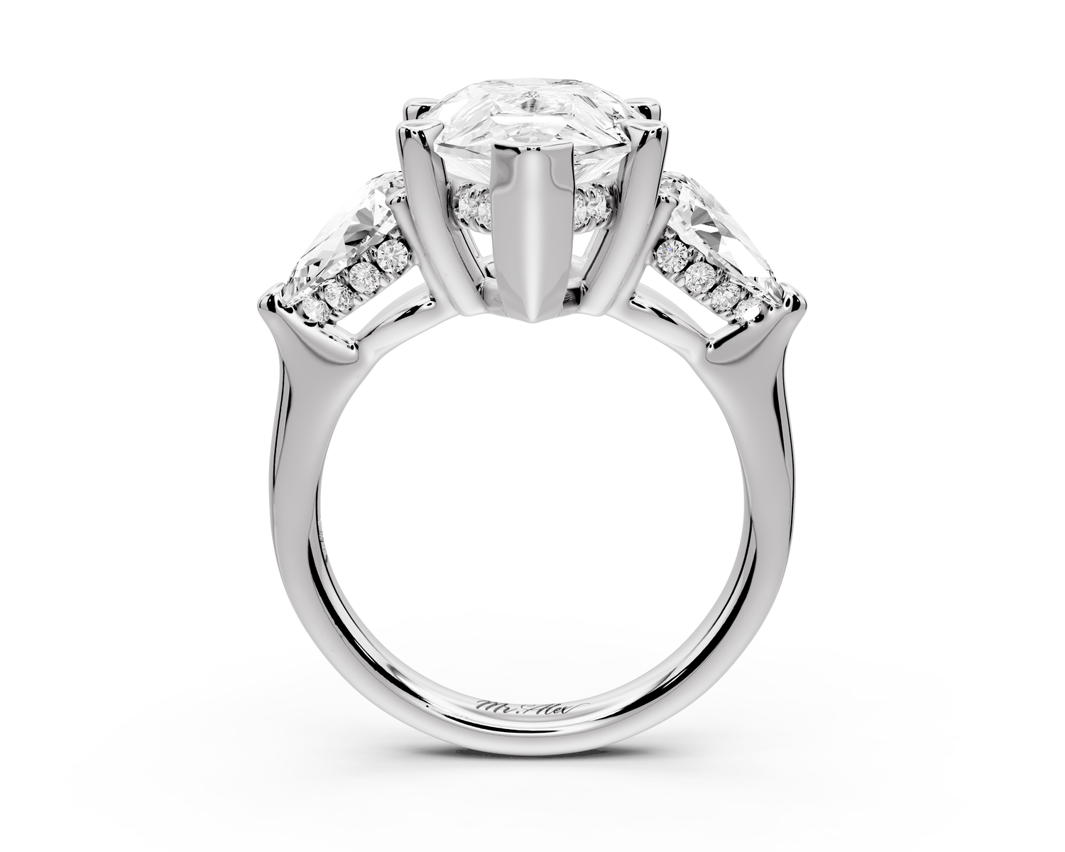 Stella - 5ct pear Engagement Ring 18k white gold - Mr. Alex Jewelry
