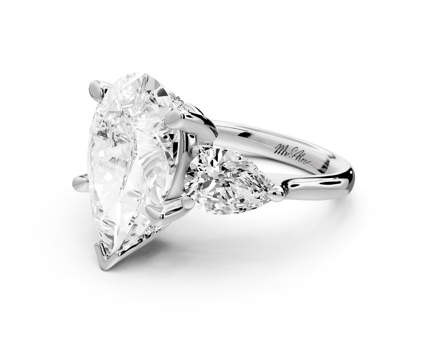 Stella - 5ct pear Engagement Ring 18k white gold - Mr. Alex Jewelry