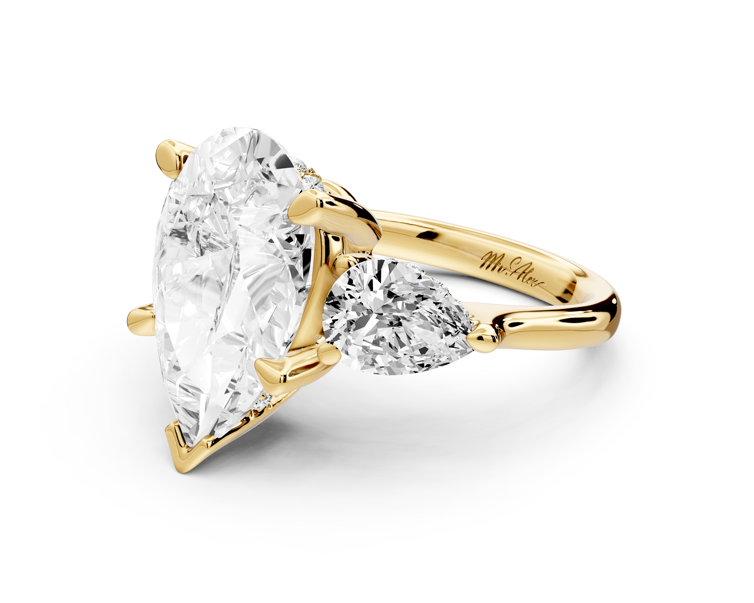 Stella - 5ct pear Engagement Ring 18k yellow gold - Mr. Alex Jewelry