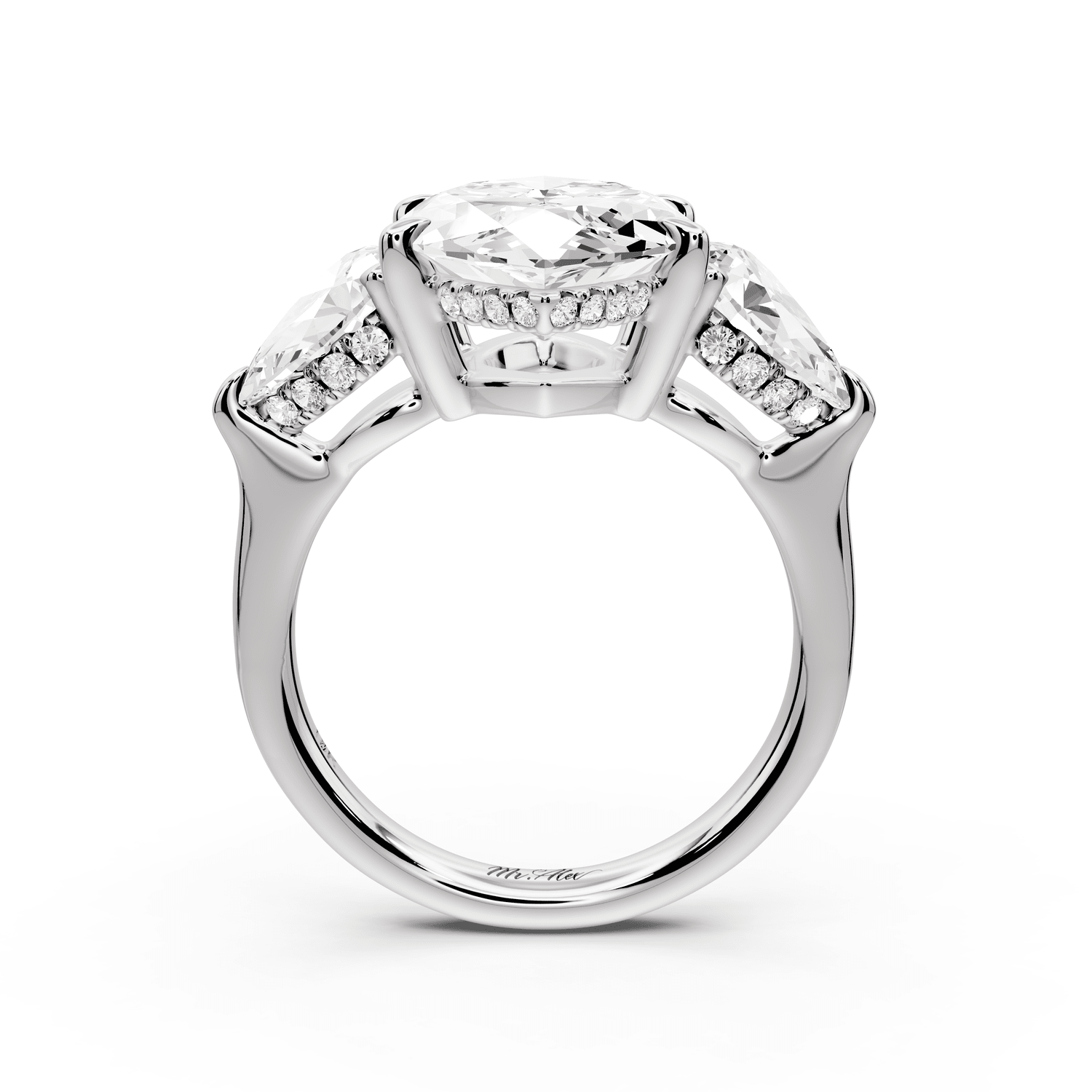 Stella - 5ct platinum Three Stone marquise with pears Hidden Halo Engagement Ring - Mr. Alex Jewelry