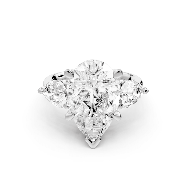Stella - 5ct platinum Three Stone pear with pears Hidden Halo Engagement Ring - Mr. Alex Jewelry