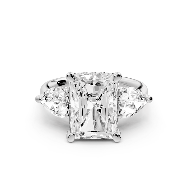 Stella - 5ct platinum Three Stone radiant with pears Hidden Halo Engagement Ring - Mr. Alex Jewelry