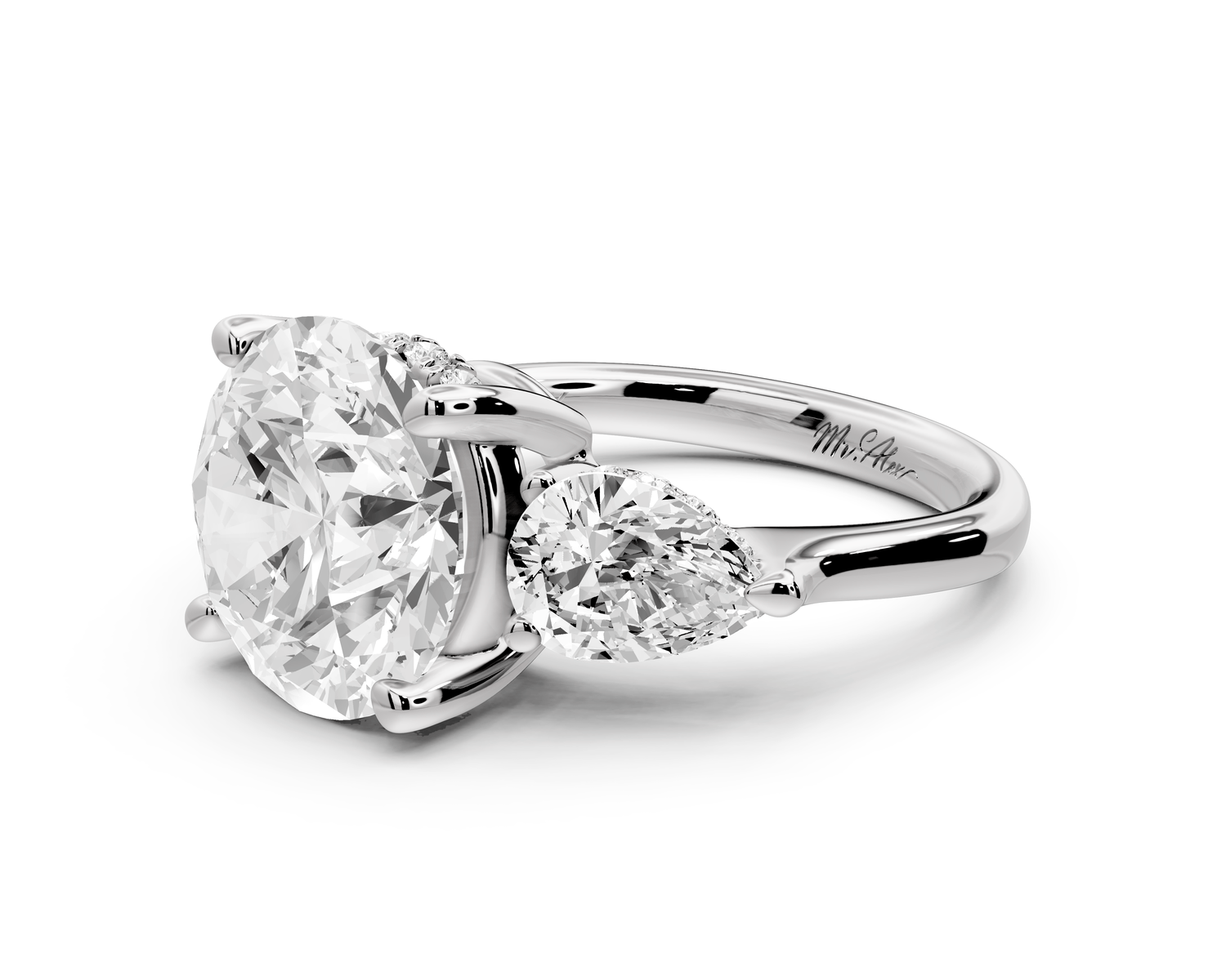 Stella - 5ct round Engagement Ring 18k white gold - Mr. Alex Jewelry